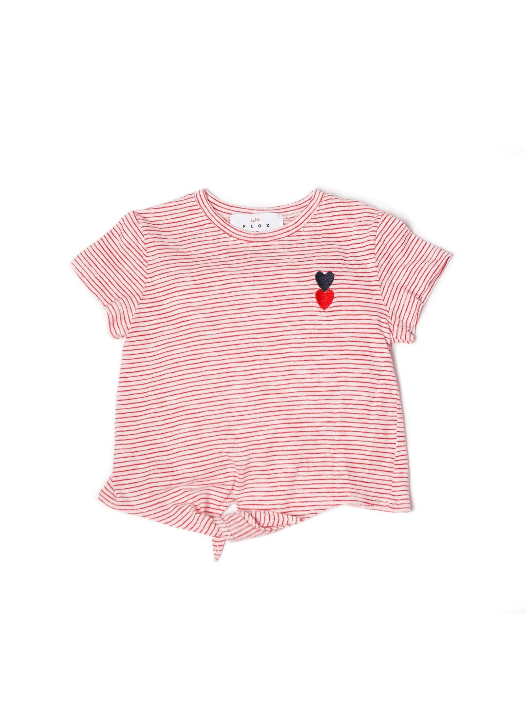 red stripes t-shirt with tie-front