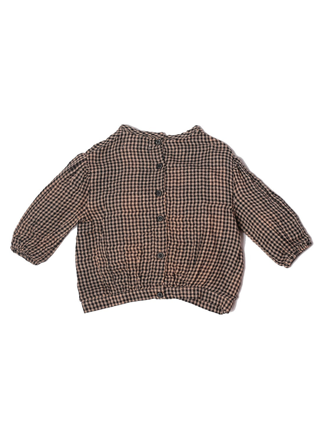 baggy chocolate brown checked long sleeve top