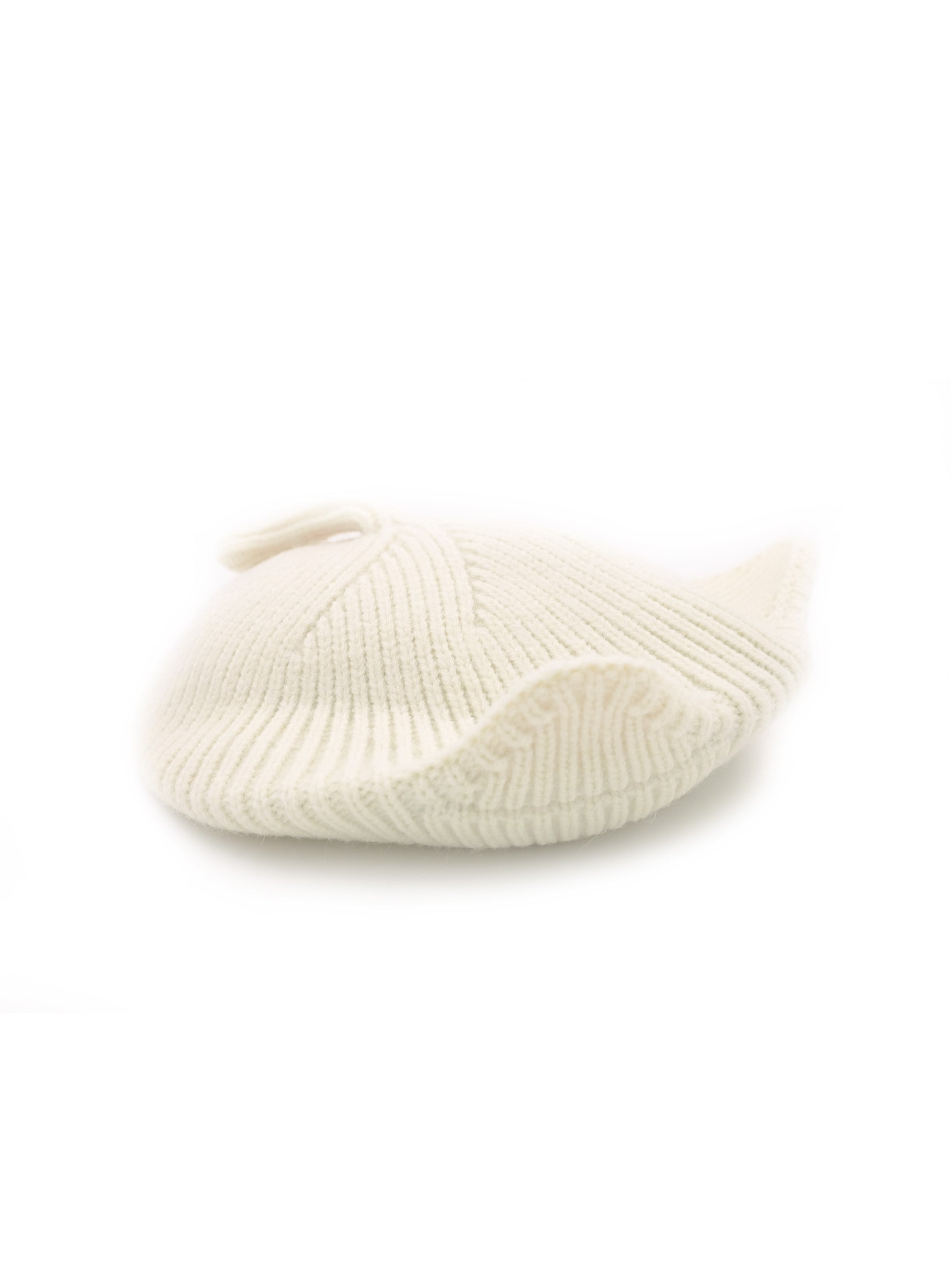 cat ears and tail ivory white knitted beanie