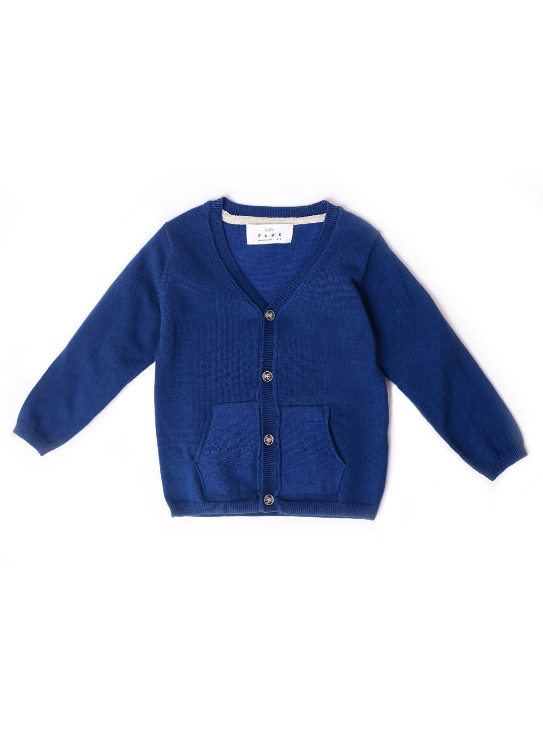 royal blue cardigan with star elbow patch