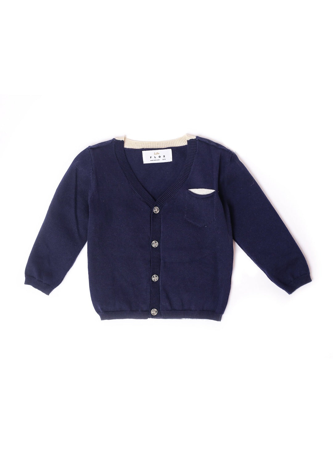 navy blue cardigan with elbow patch accent