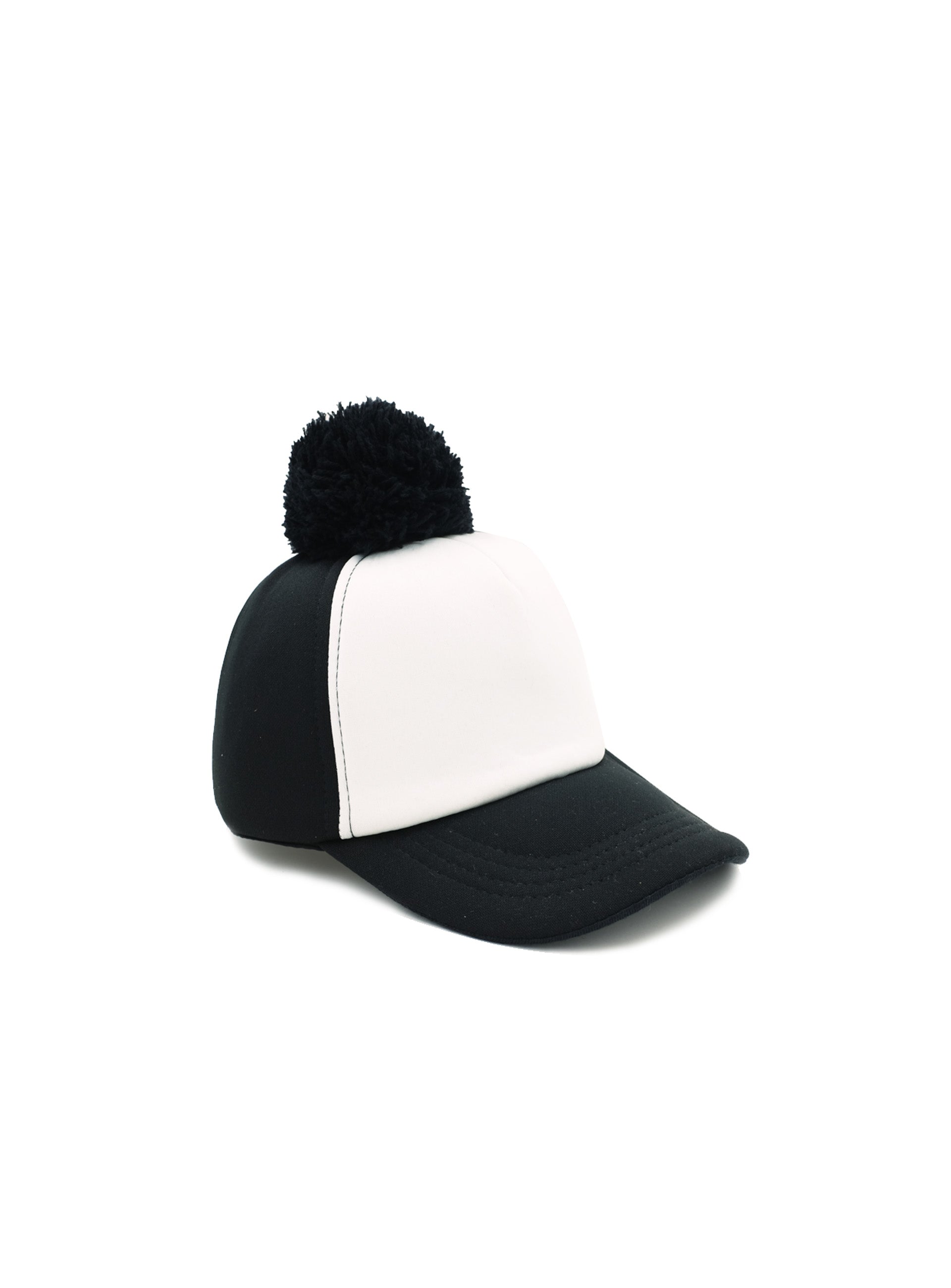 monochrome cap with black pom
