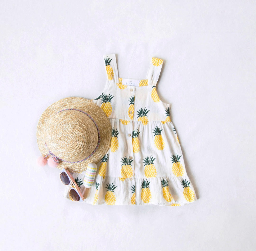 yellow petite pineapple print dress