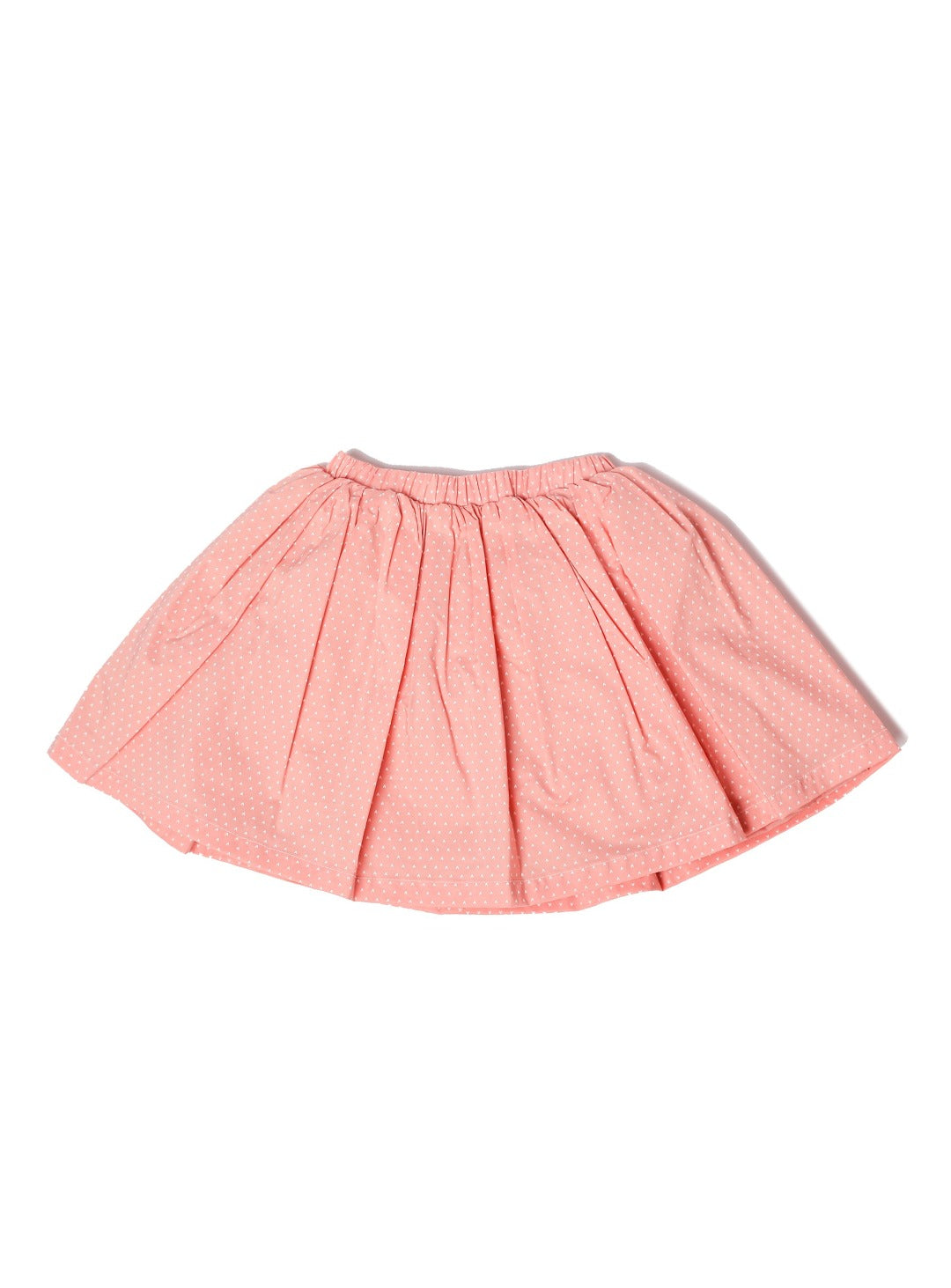 peach pink skater skirt with mini hearts pattern