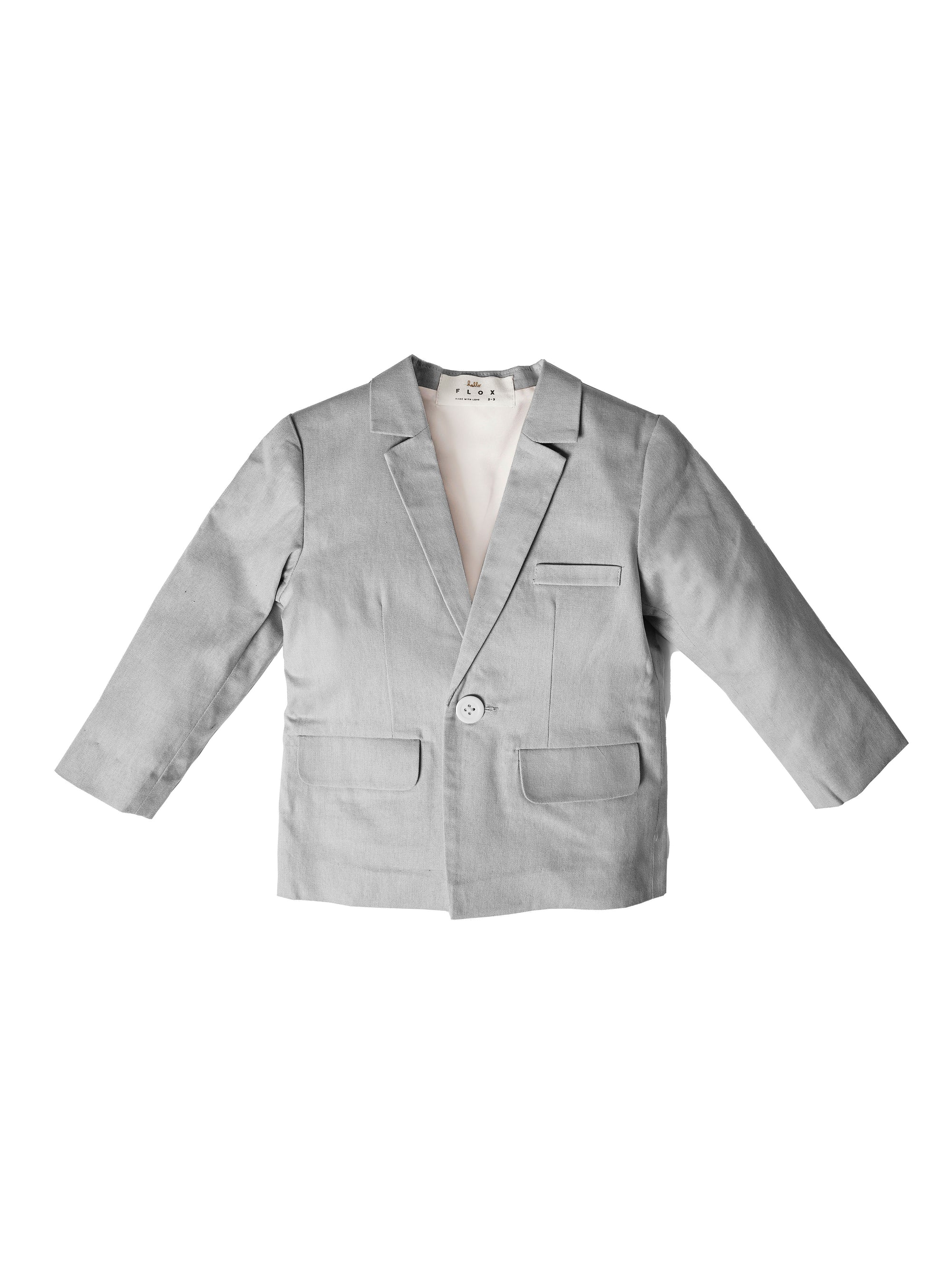 platinum gray blazer with gray button