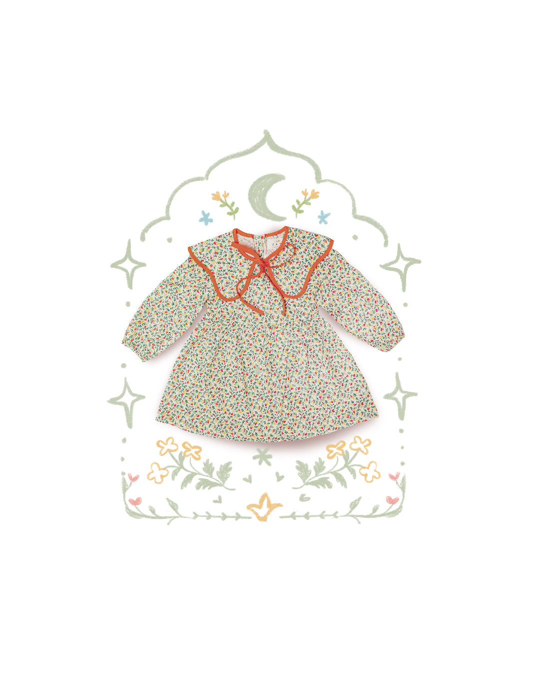 million petite flowers with droopy collar dress