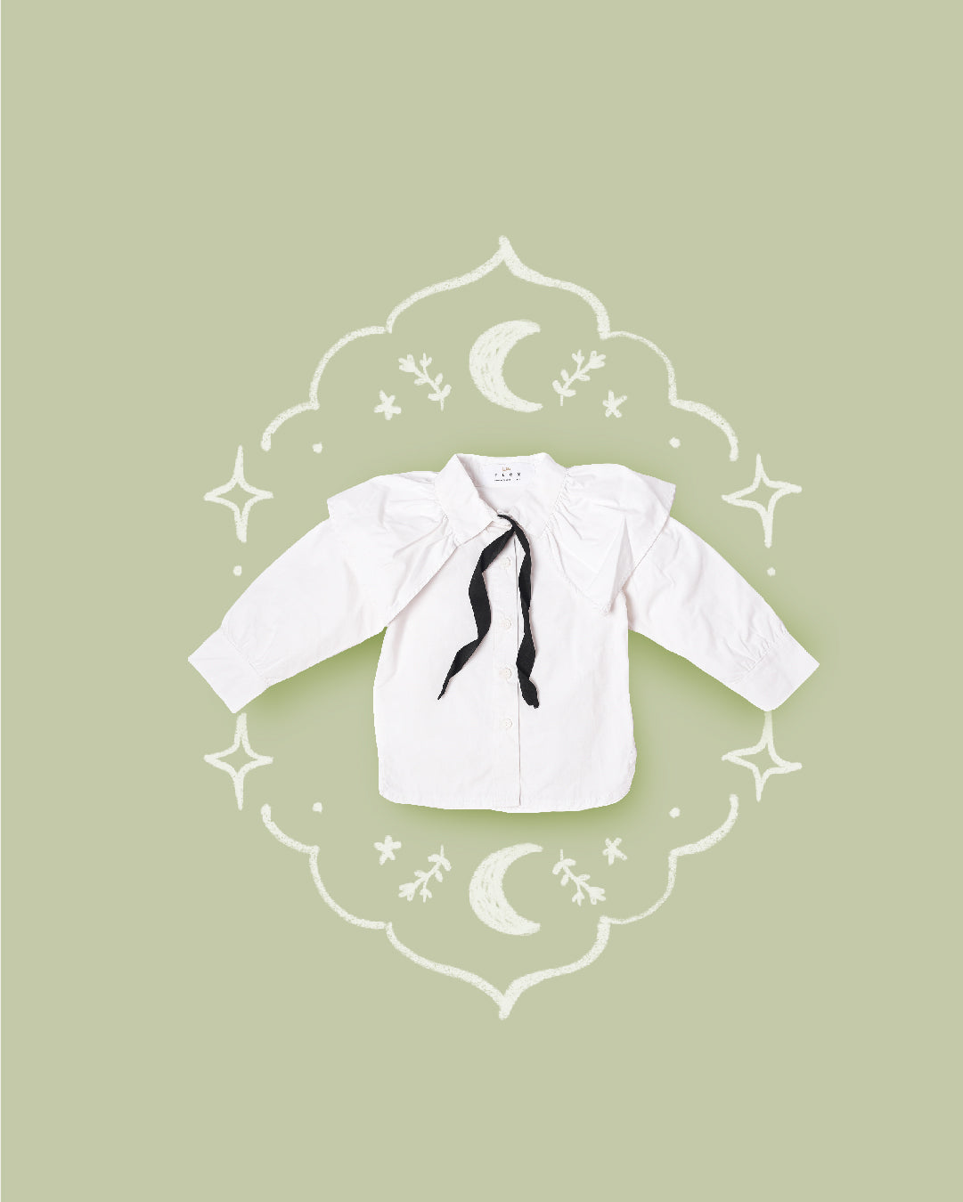 white long sleeve shirt with black bow