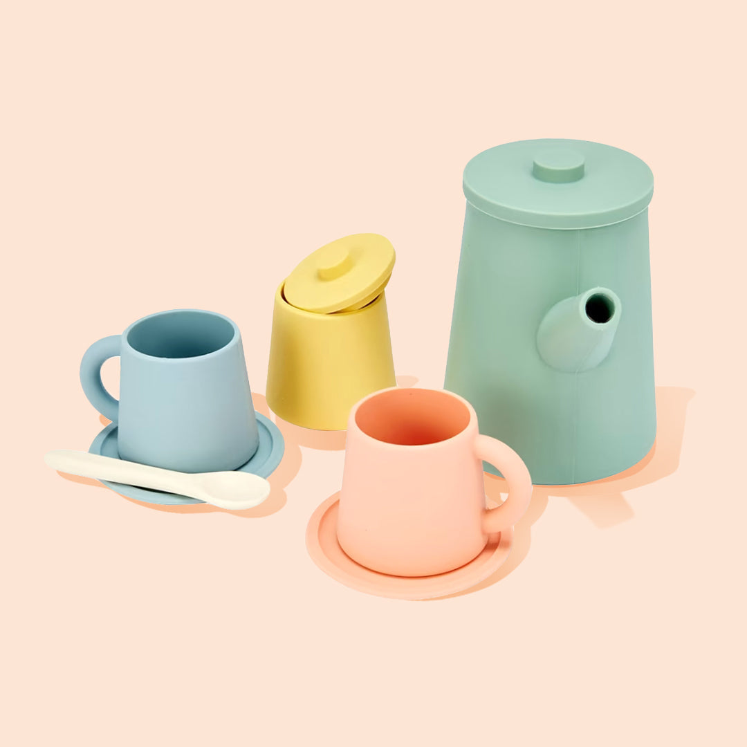 pastel colour silicone tea set