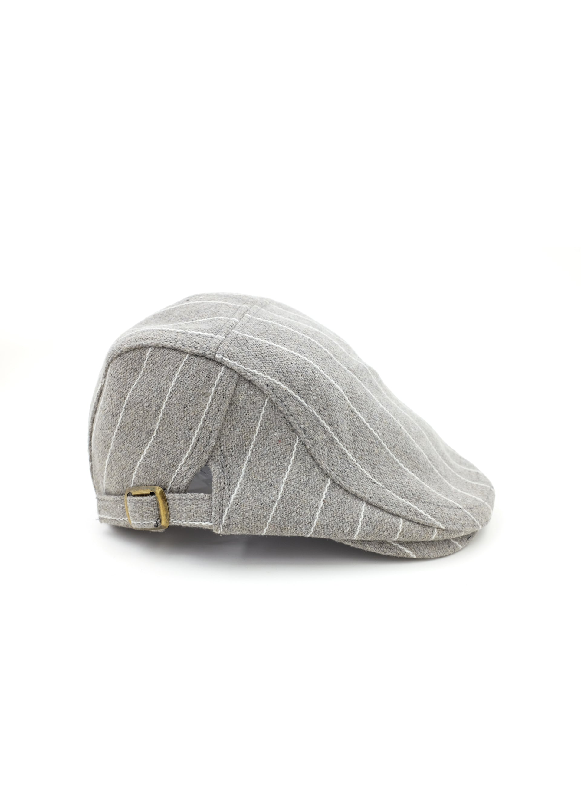 pearl gray flat cap with white lines pattern