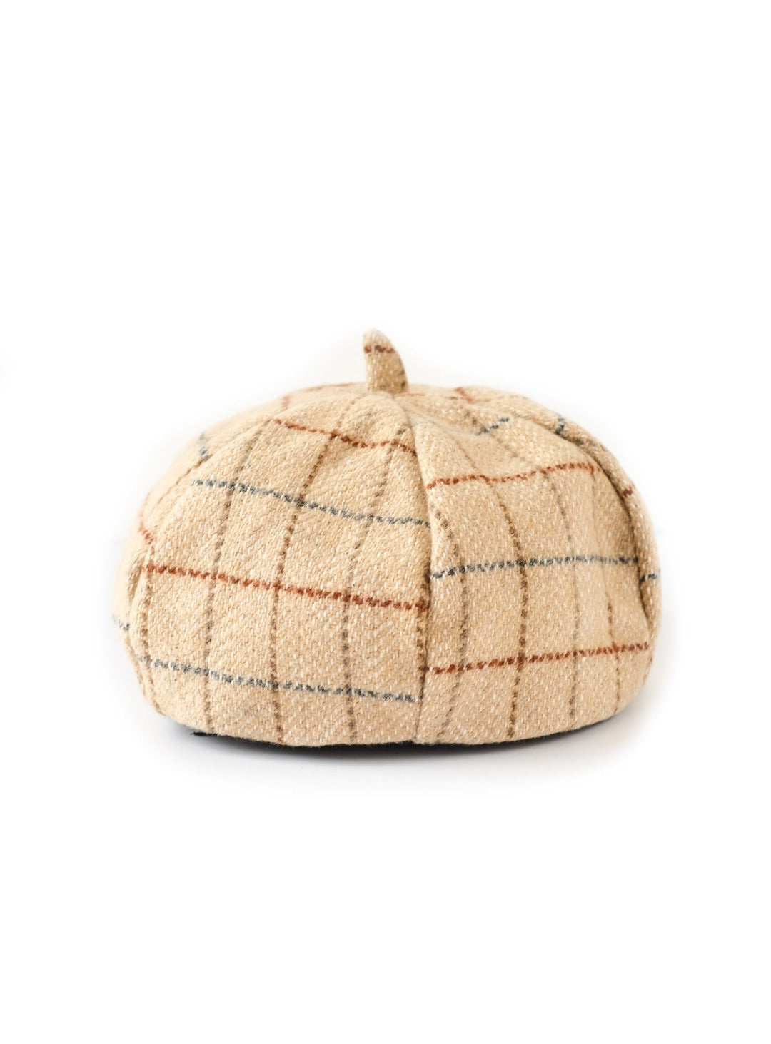 dark oatmeal checked beret