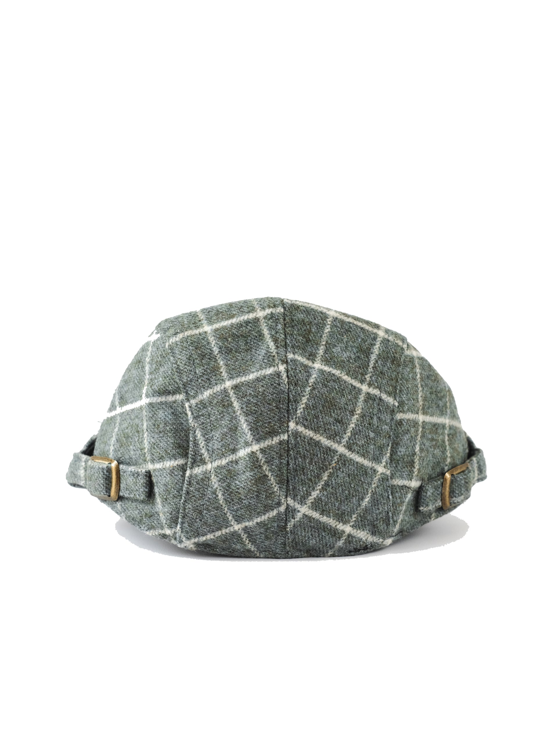 army green gingham flat cap