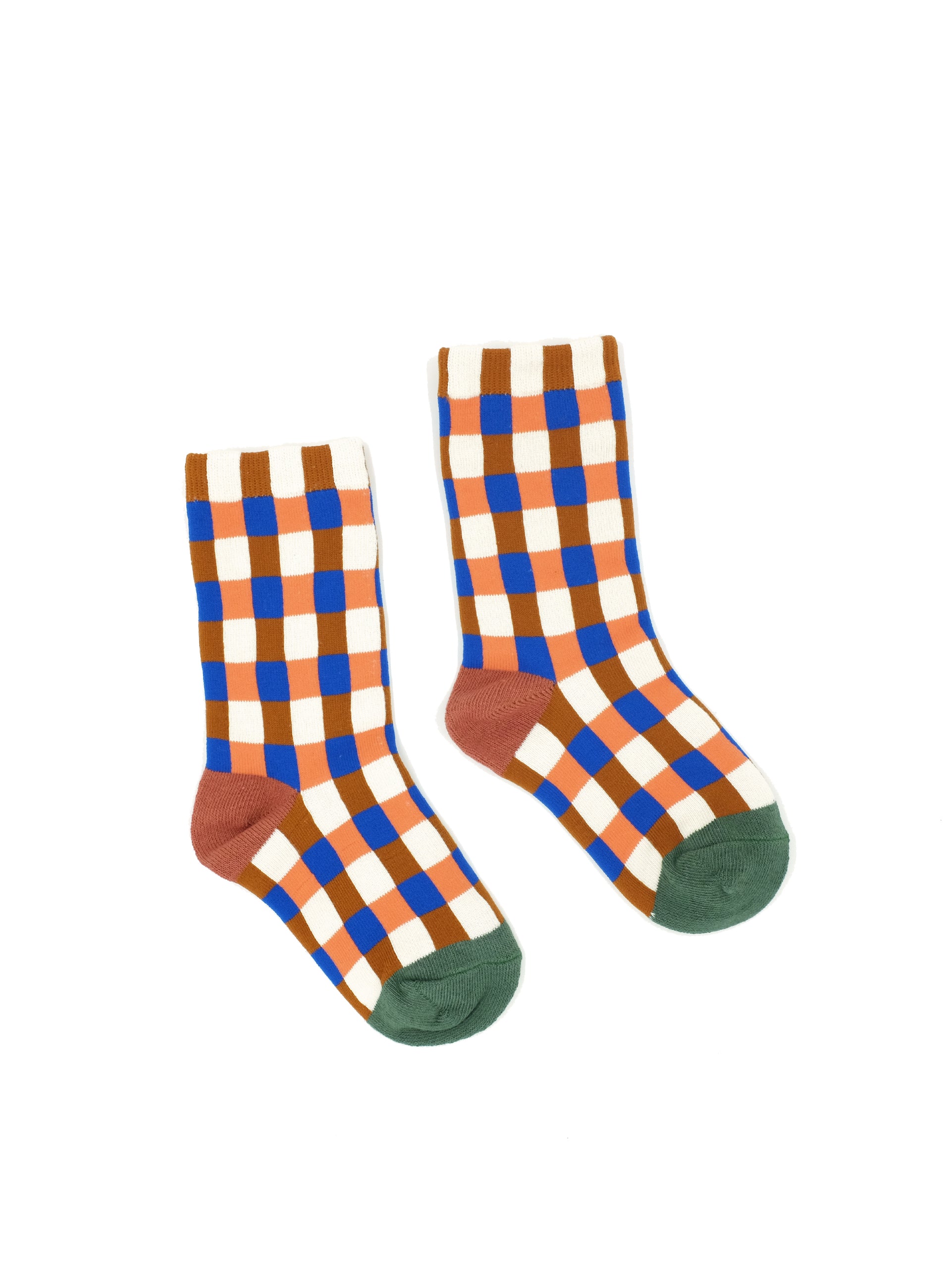 solid colour funky gingham pair of socks