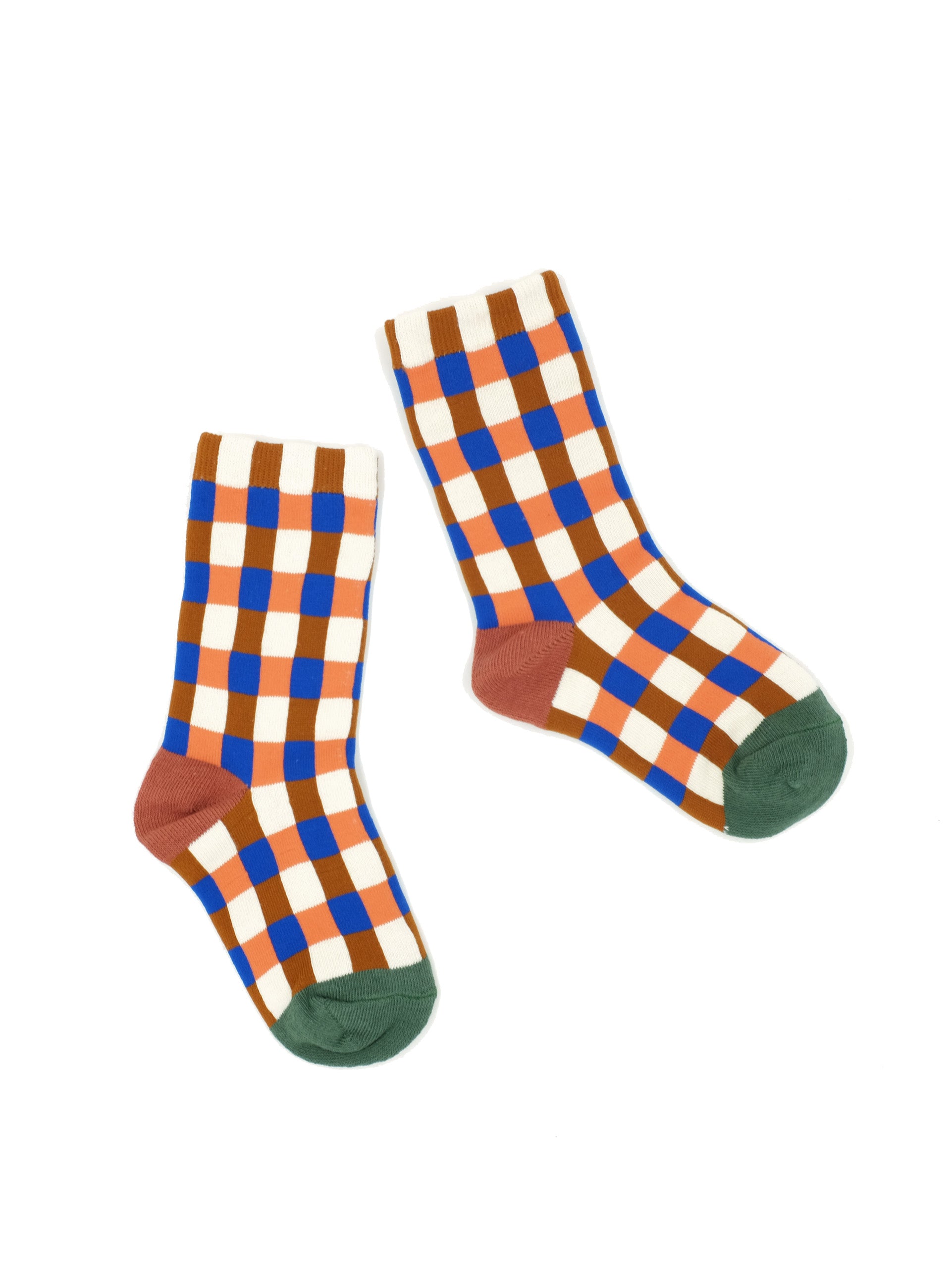 solid colour funky gingham pair of socks