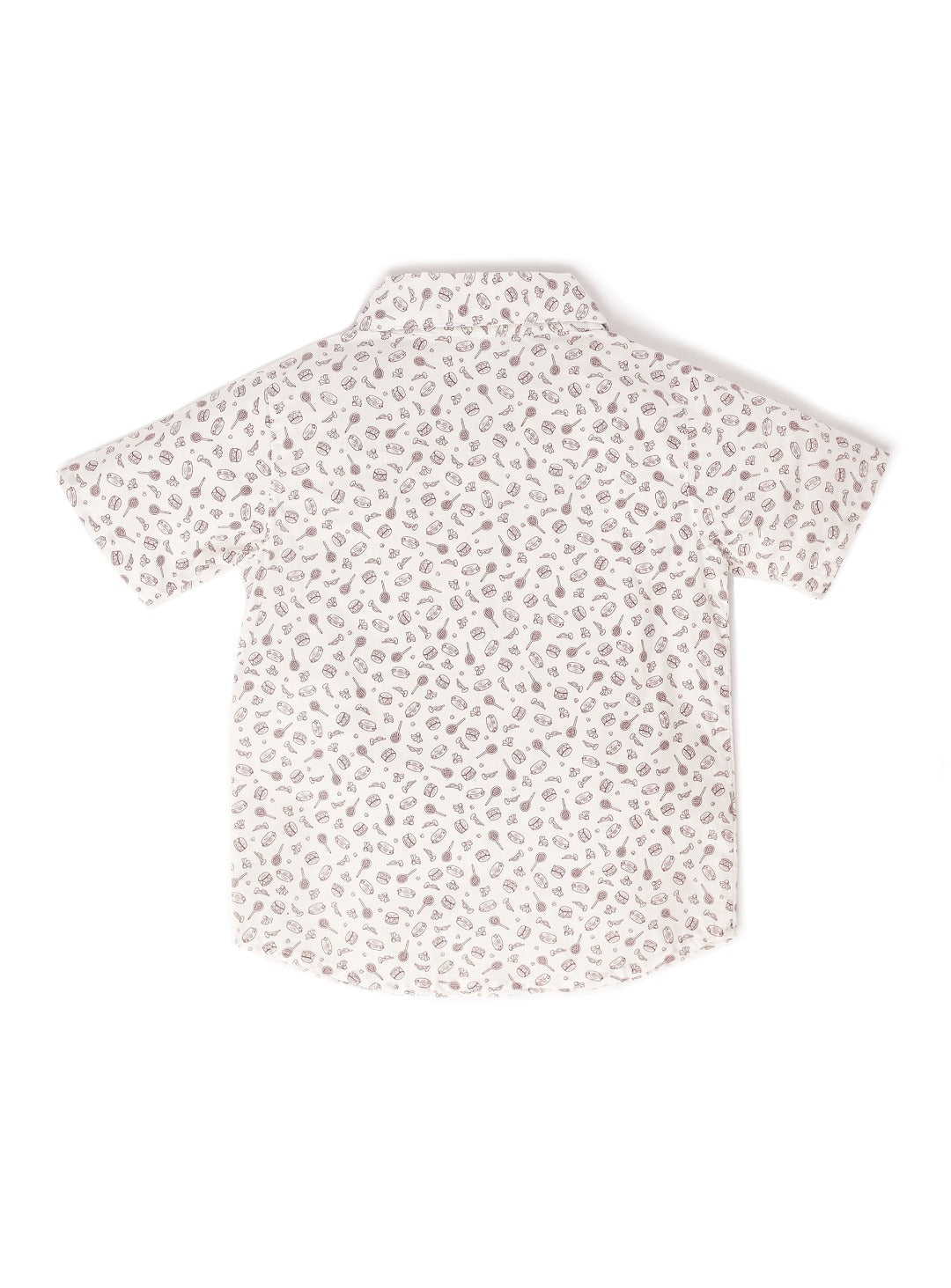 seashell white shirt with sports gear print