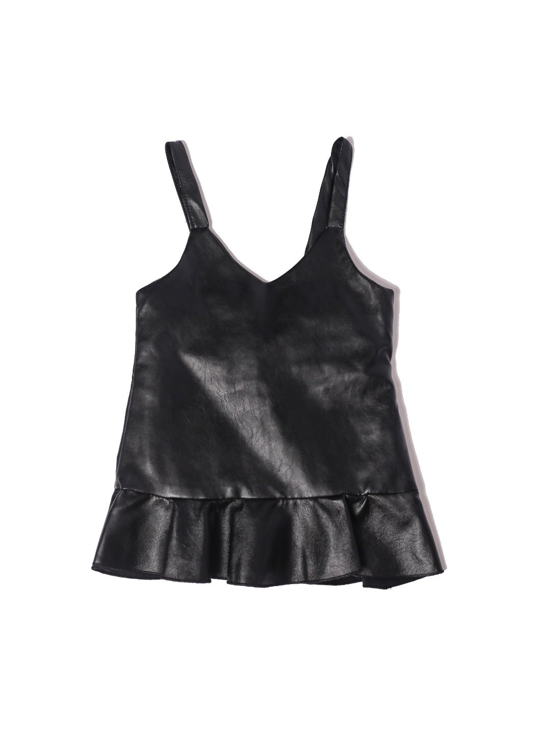 opaque black faux leather dress