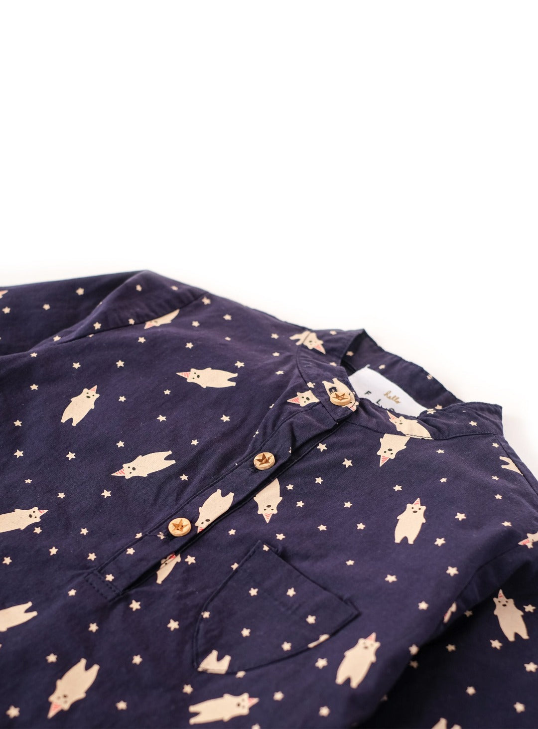 navy blue shirt with bears and stars print