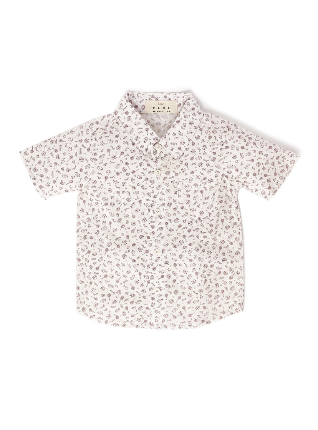 seashell white shirt with sports gear print