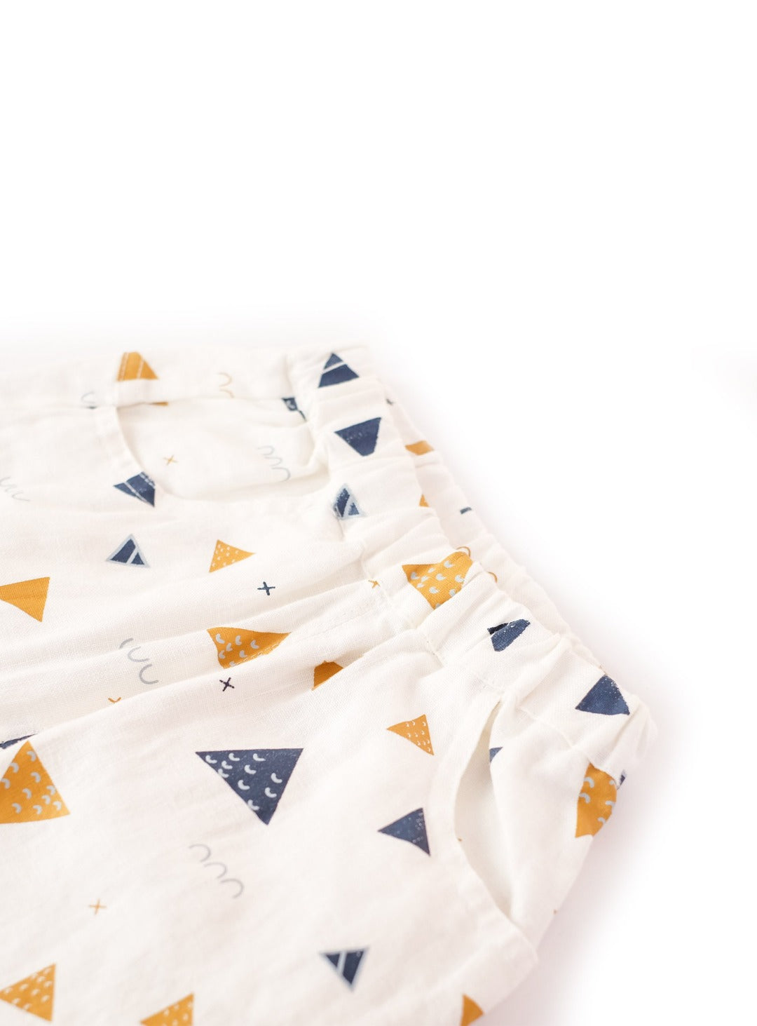 vivid white shorts with triangle prints