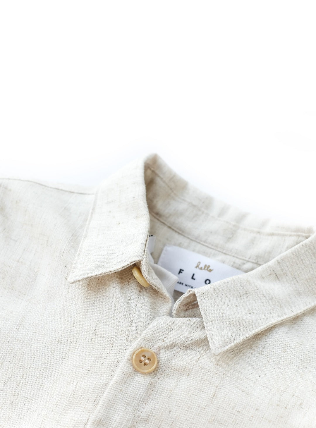 collared cream short sleeve shirt
