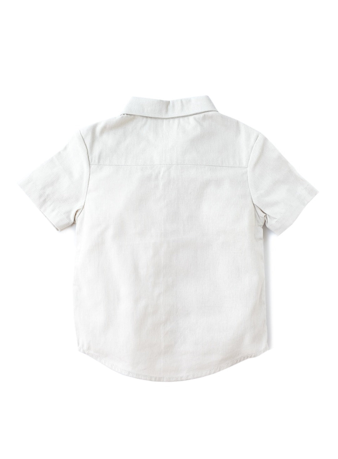collared cream short sleeve shirt