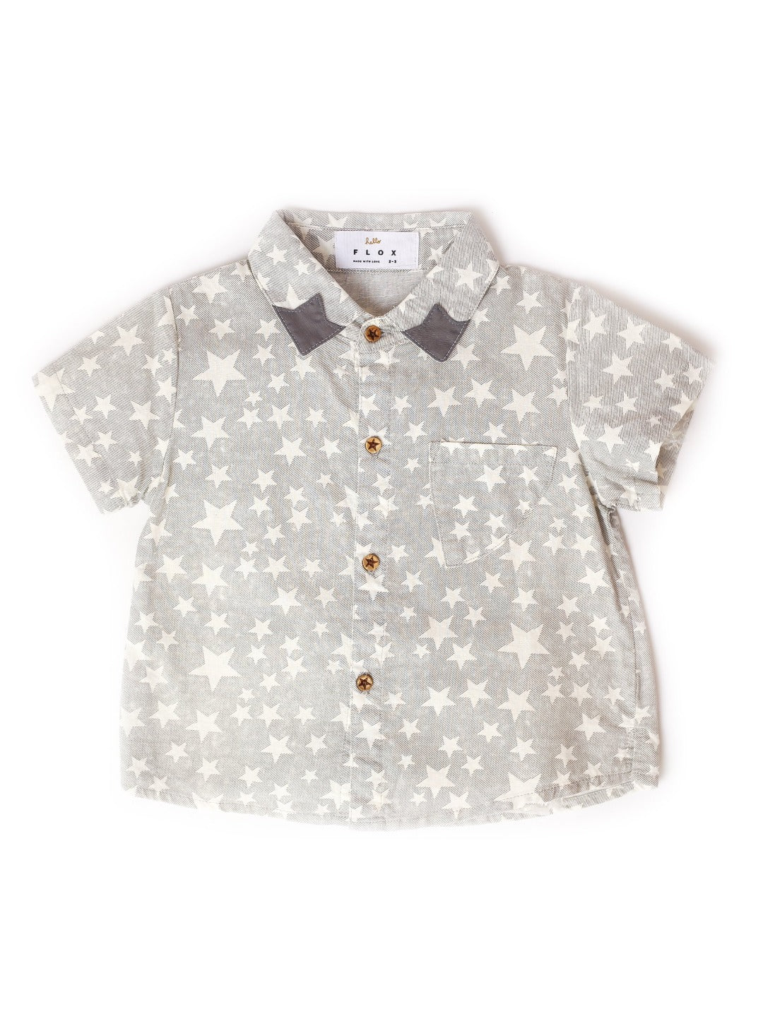 loose fit gray shirt with white stars print