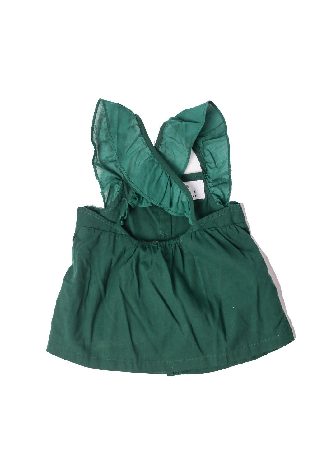 forest green sleeveless top with ruffles