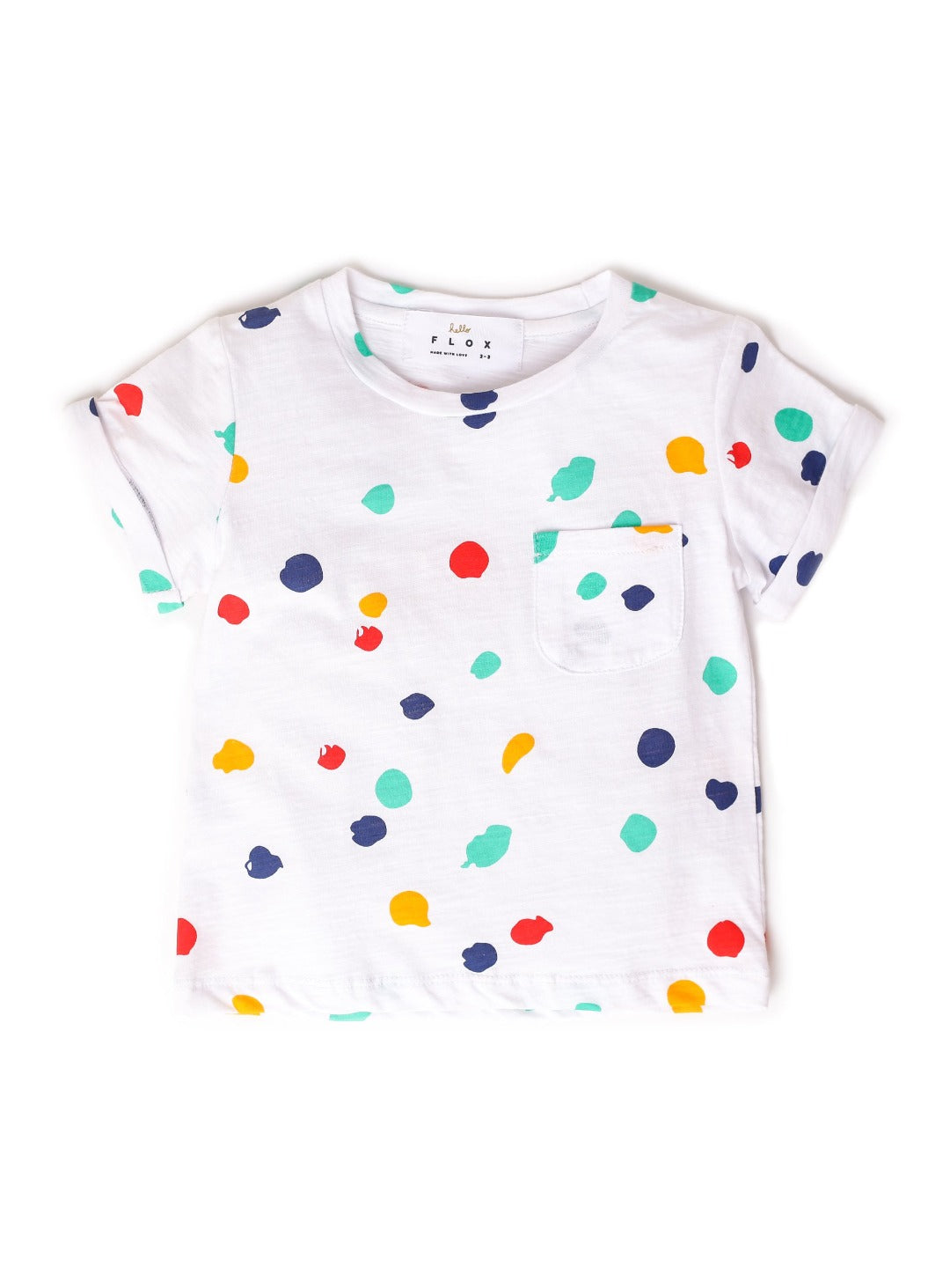 white t-shirt with colourful paint splash print