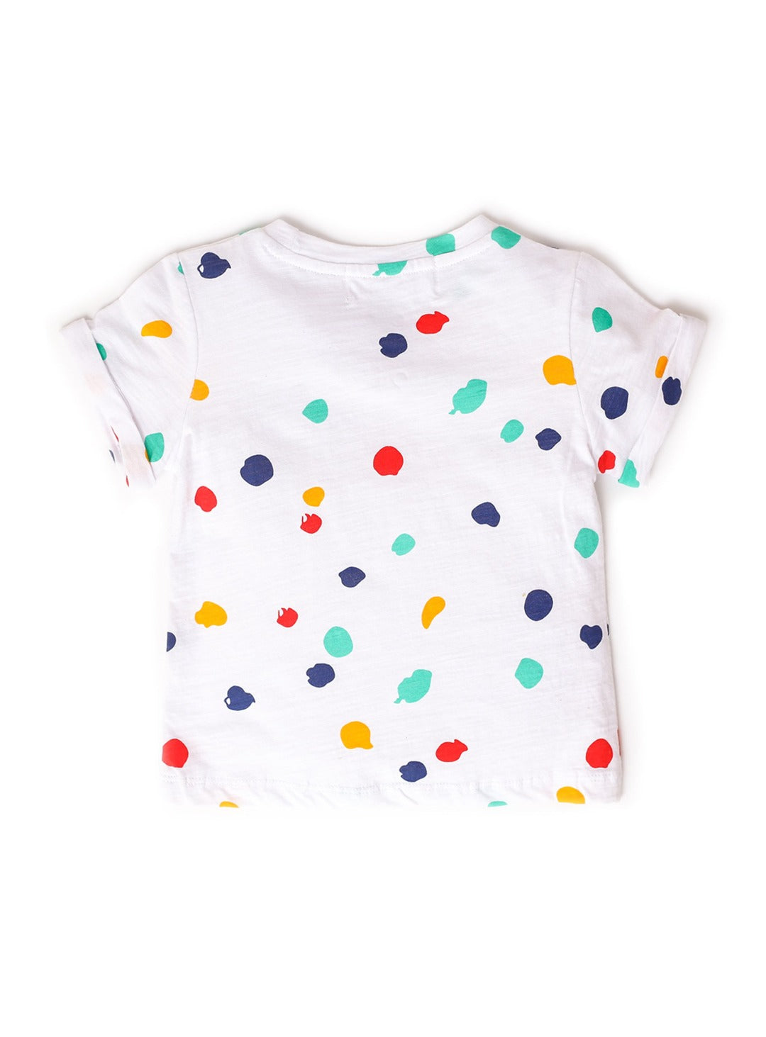 white t-shirt with colourful paint splash print