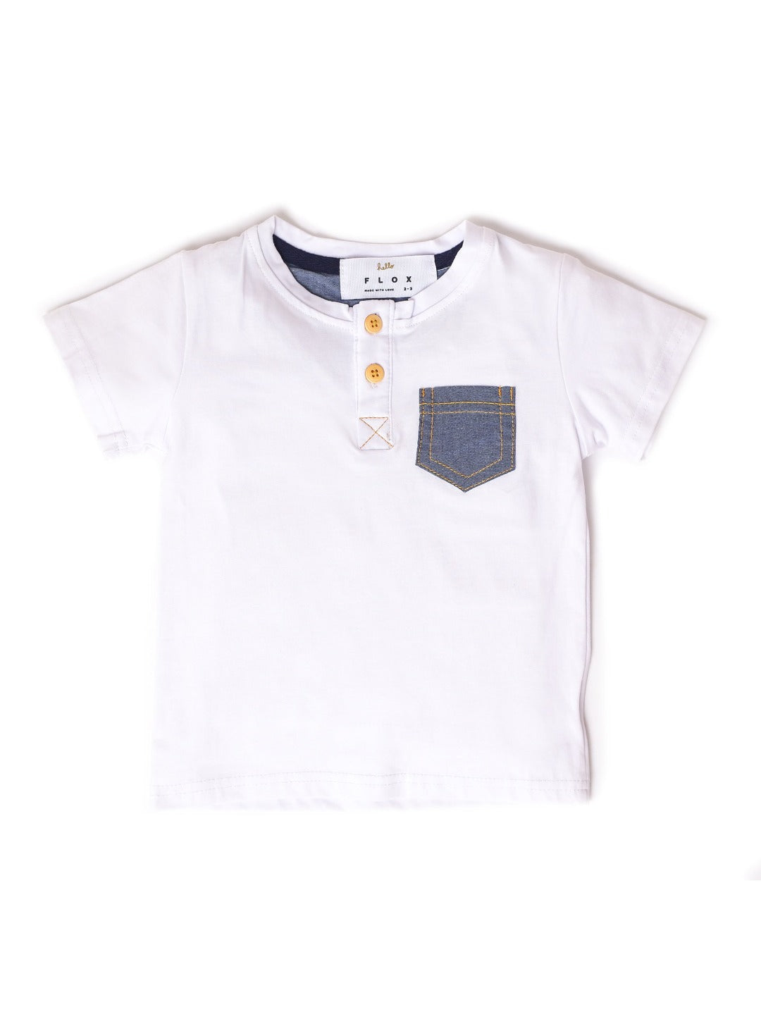 simply white t-shirt with denim pocket