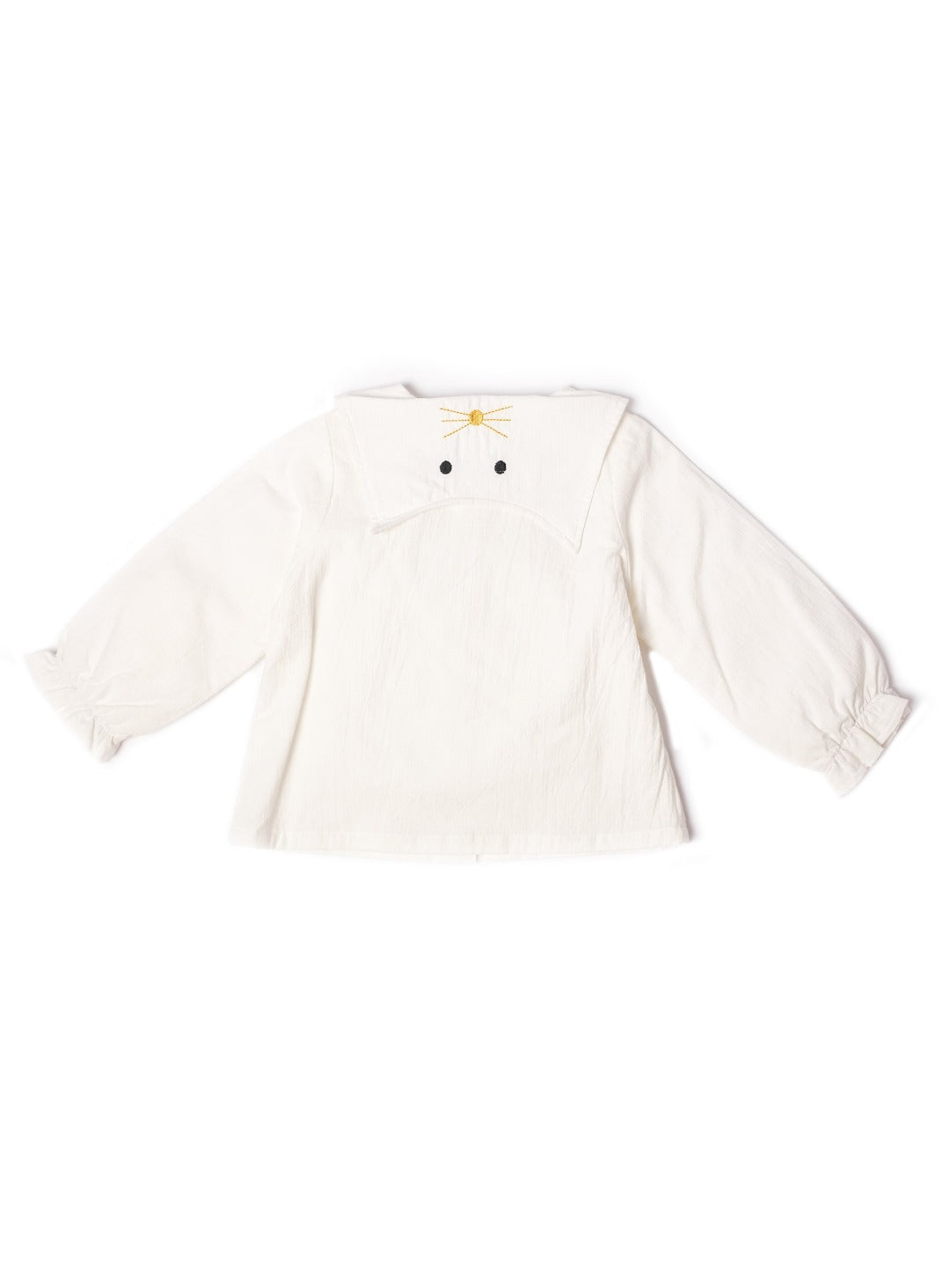 cloud white long sleeve top with scallop collar