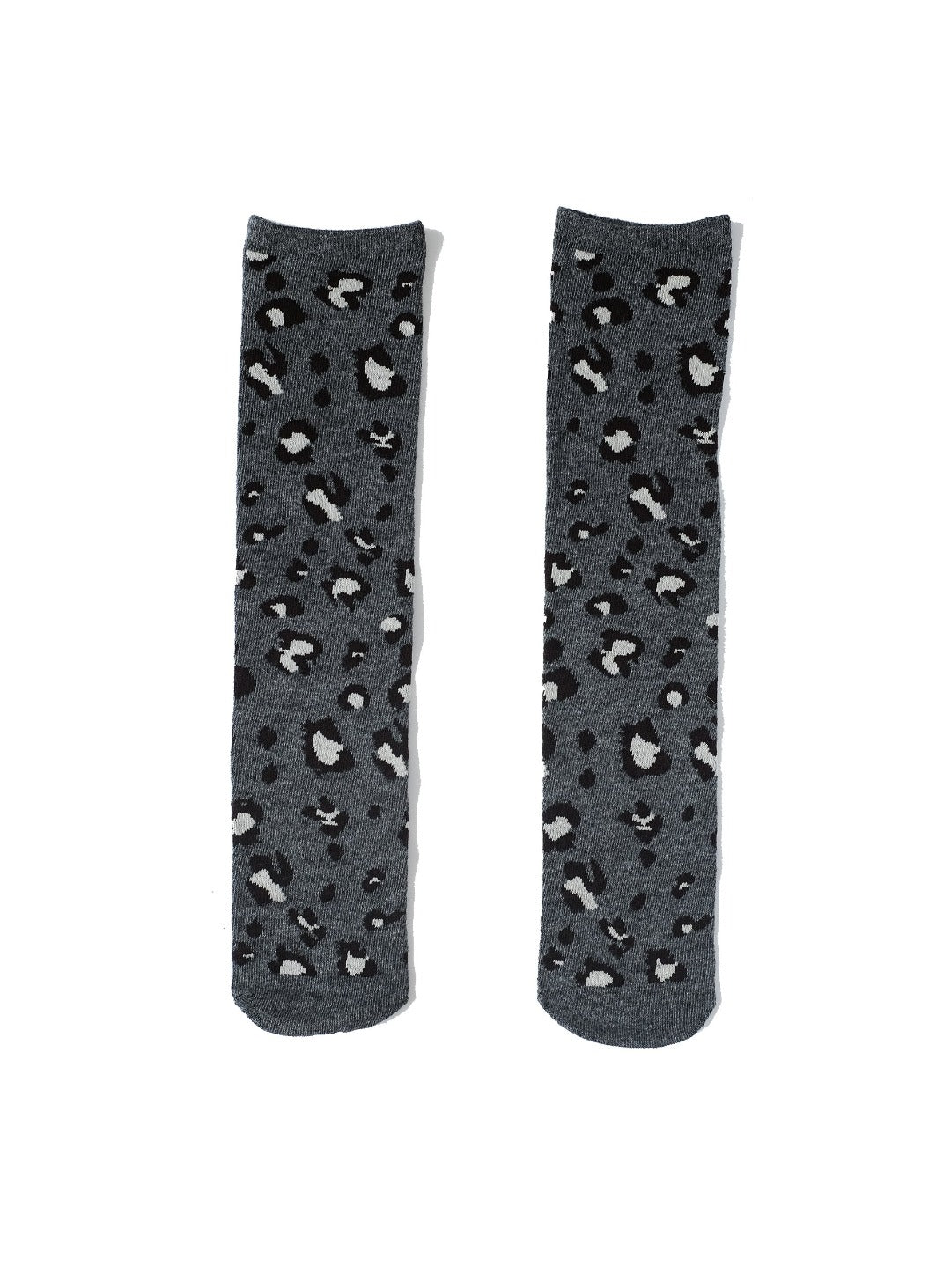 dark gray cheetah paw print socks