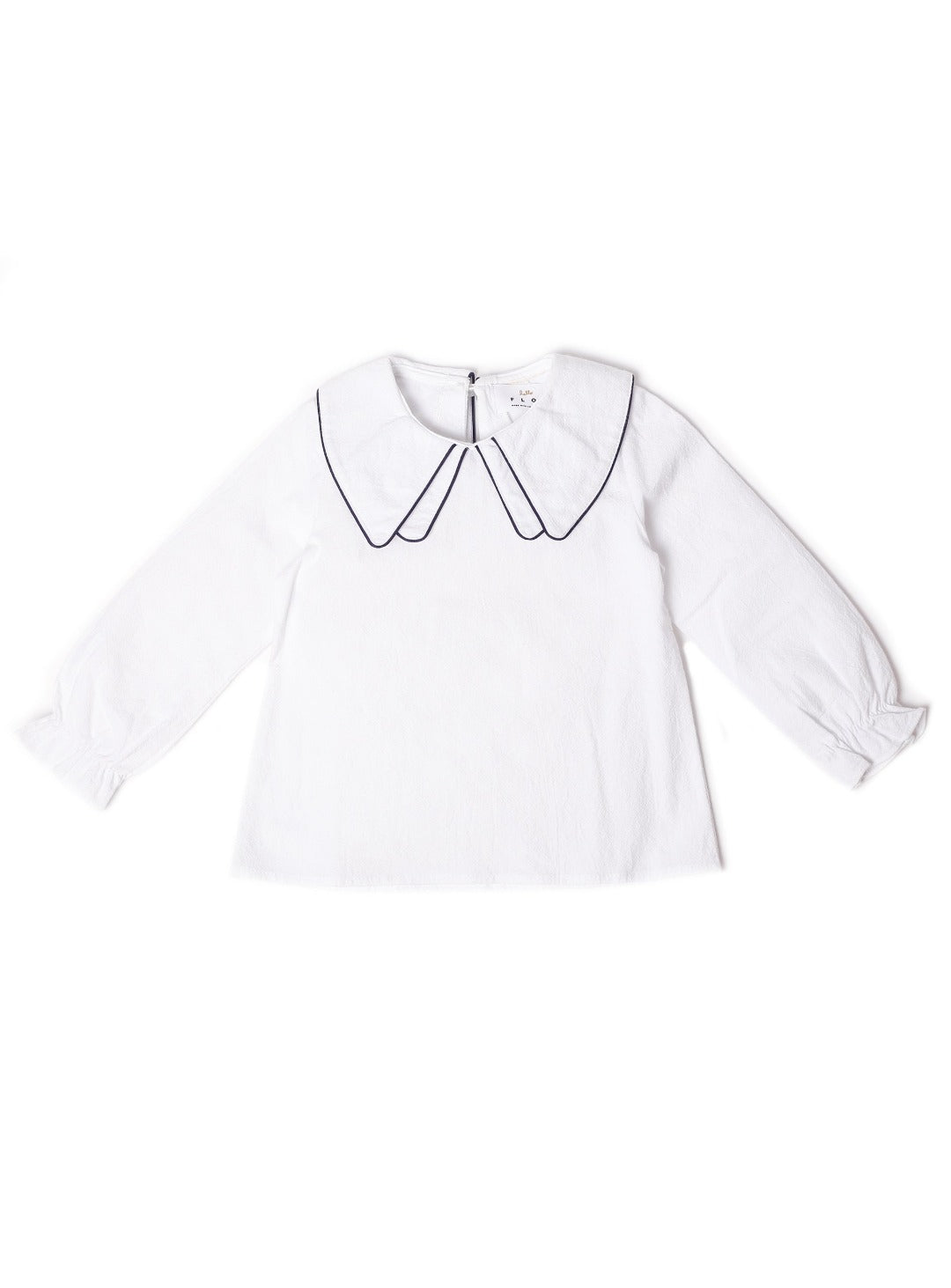white long sleeve top with puritan collar
