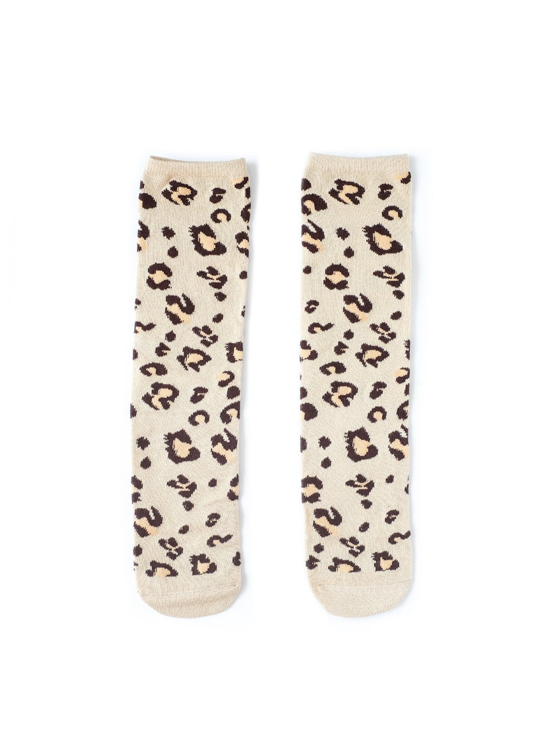 light brown cheetah paw print socks