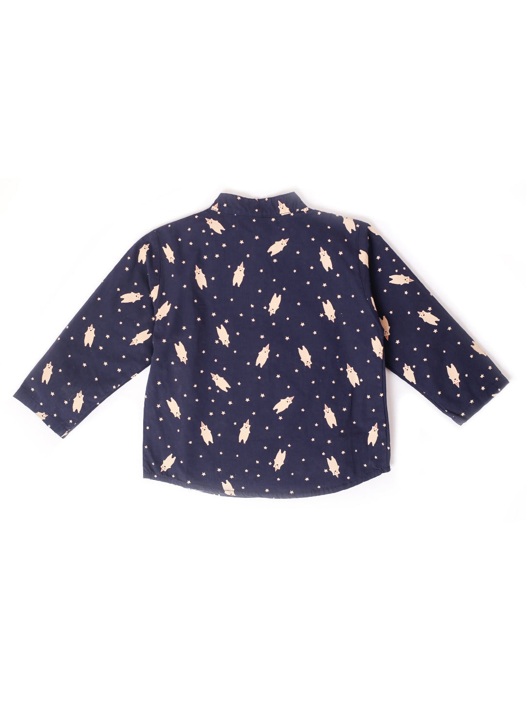 navy blue shirt with bears and stars print