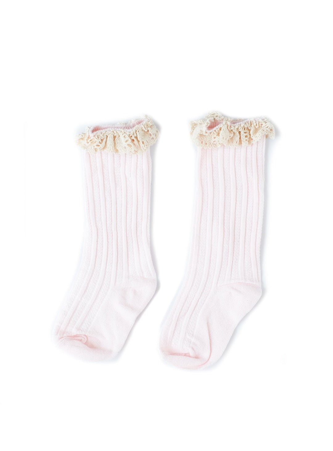 sheer rosebud pink socks with lace