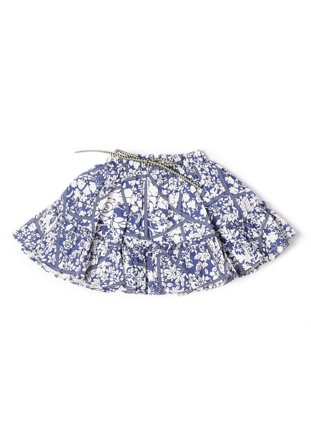 midnight blue puffy skirt with white flowers pattern