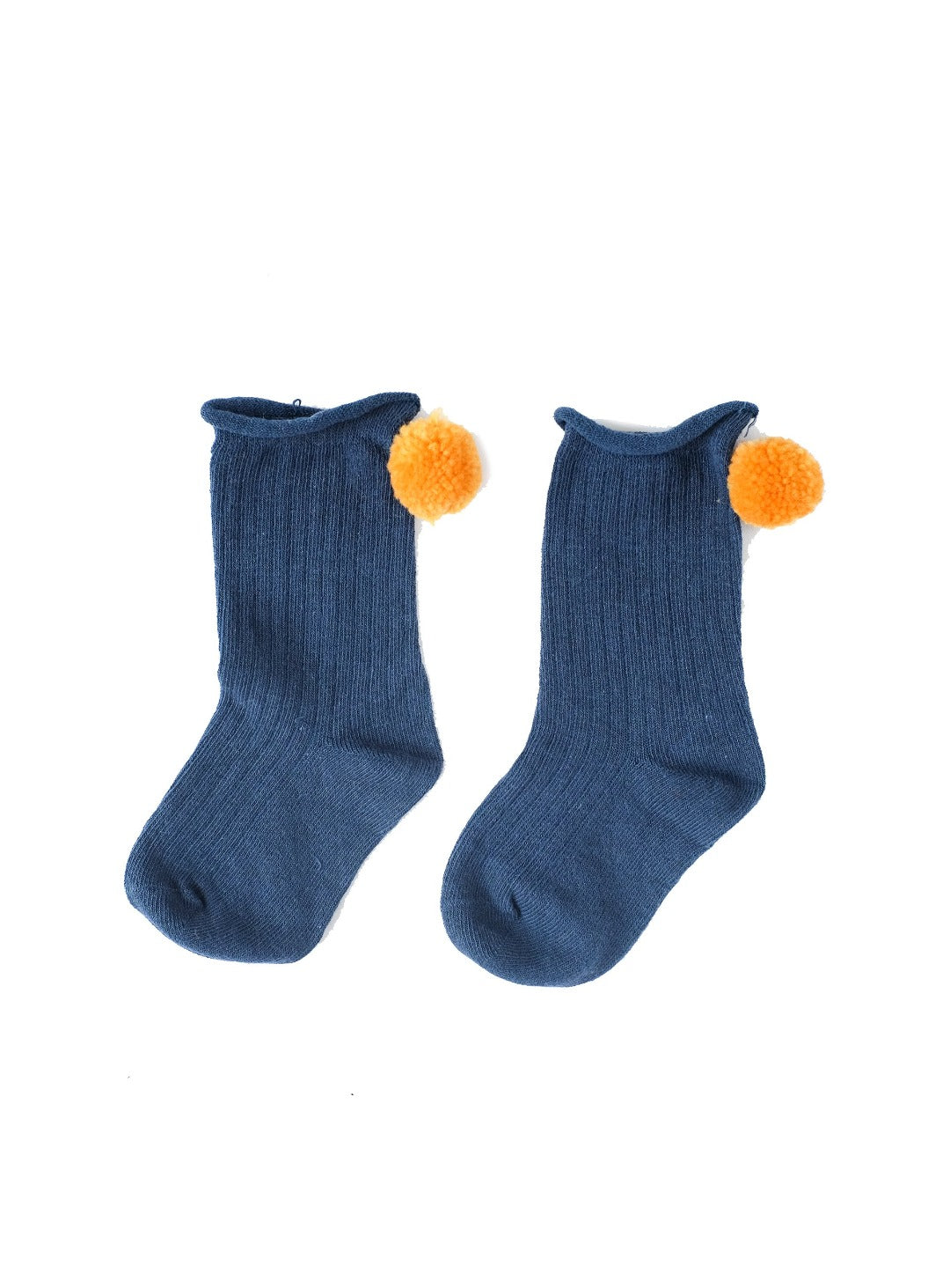 space blue short socks with poms