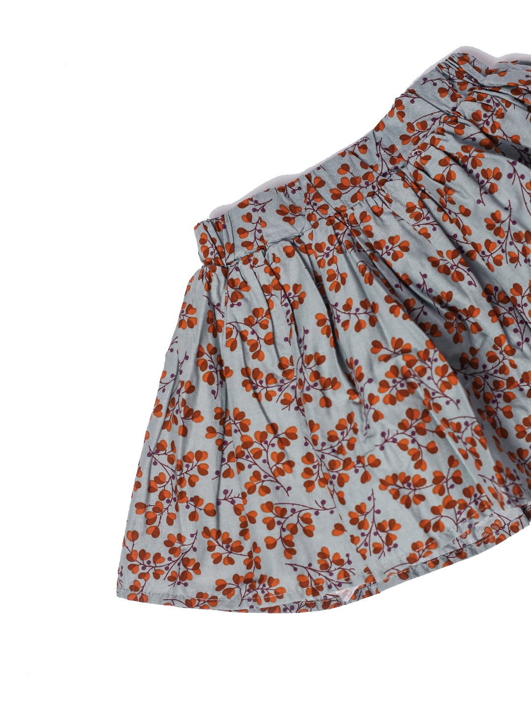 autumn flowers pattern on rustic blue skirt