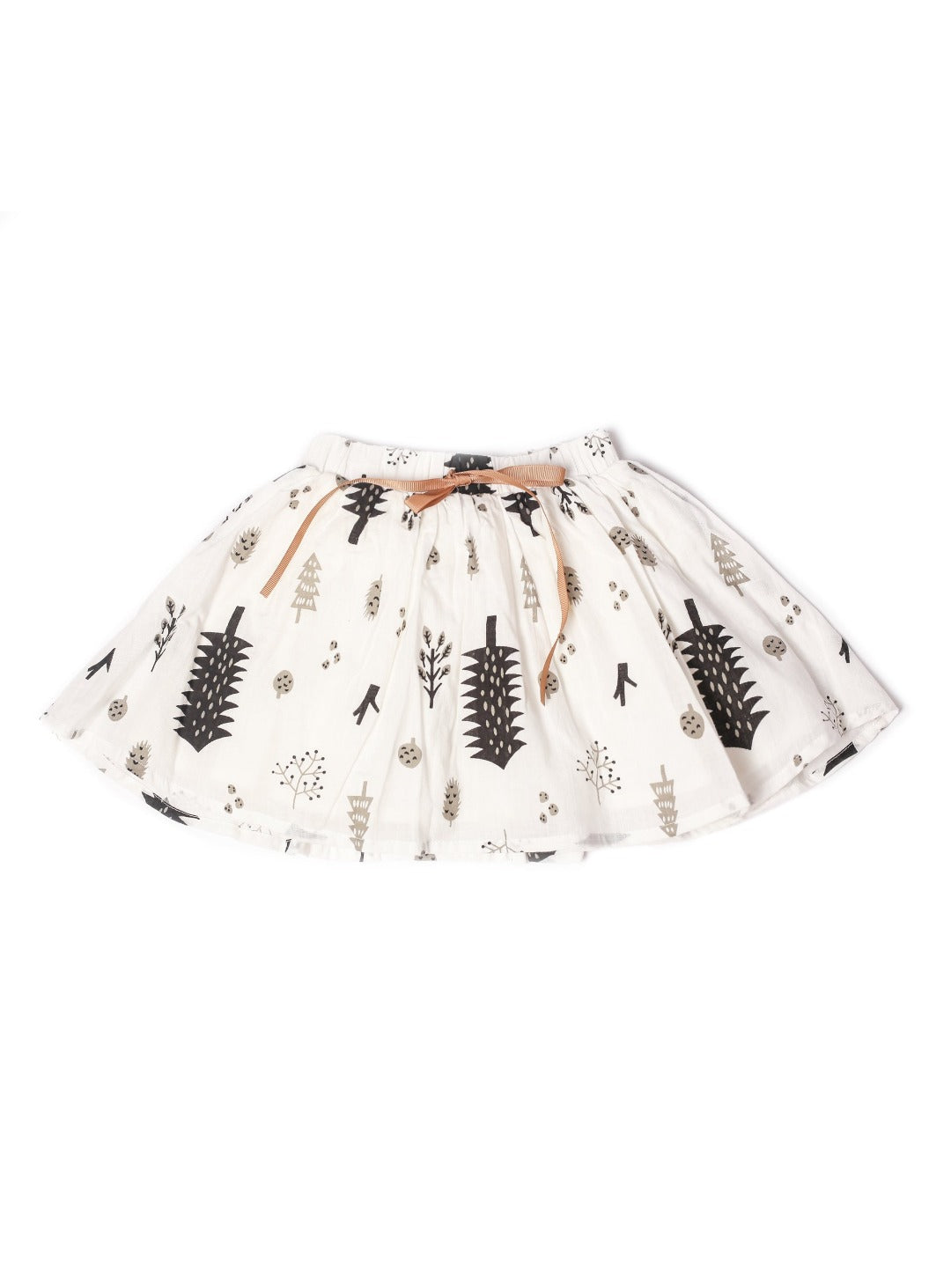 linen white skirt with pine trees print