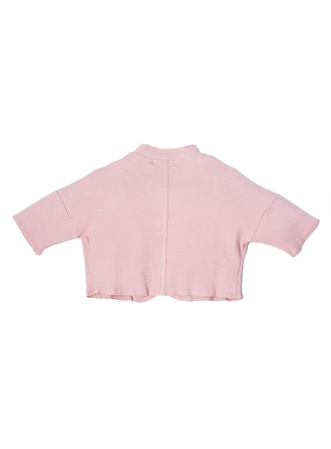 rose pink cardigan with black buttons
