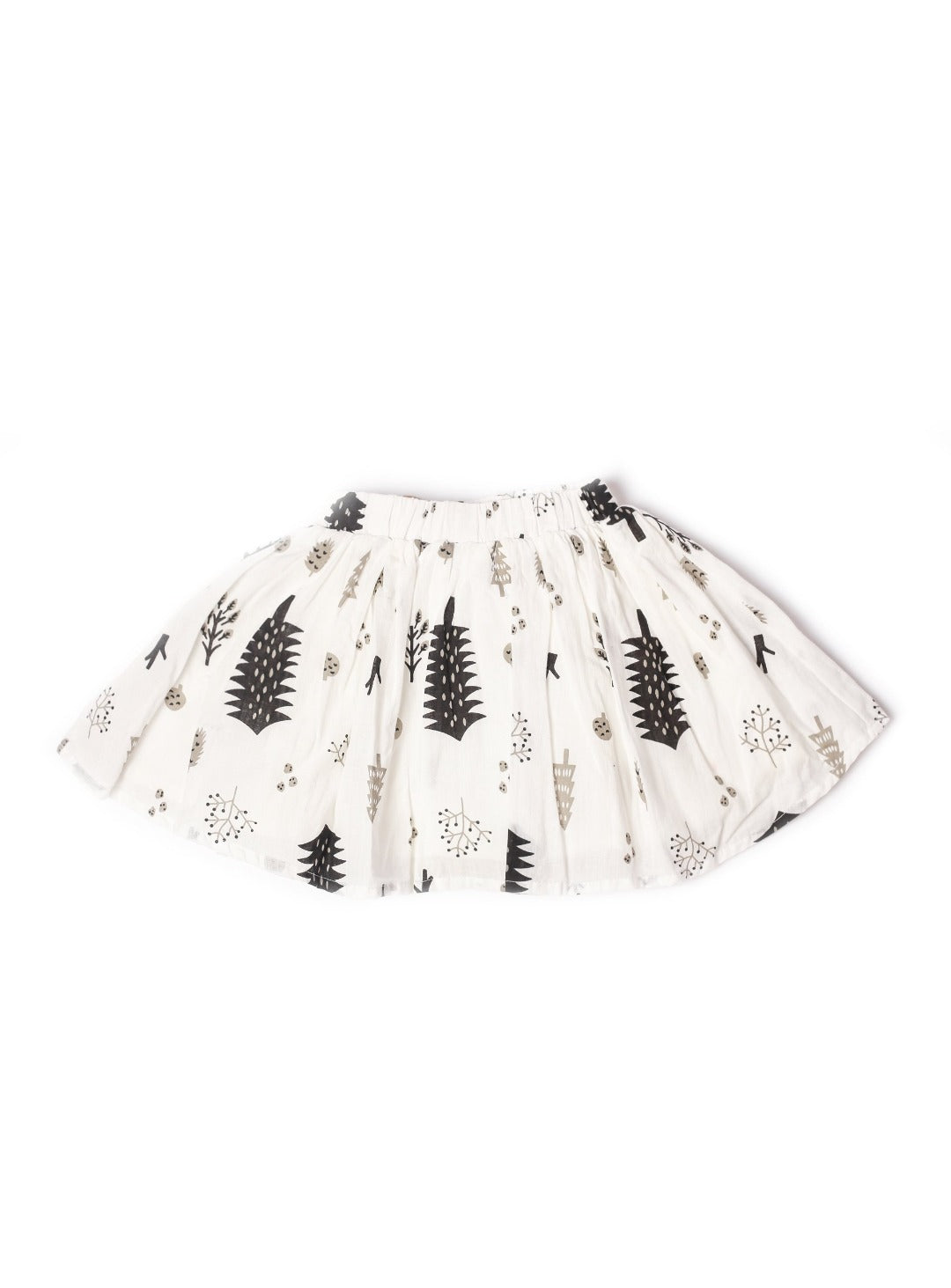linen white skirt with pine trees print