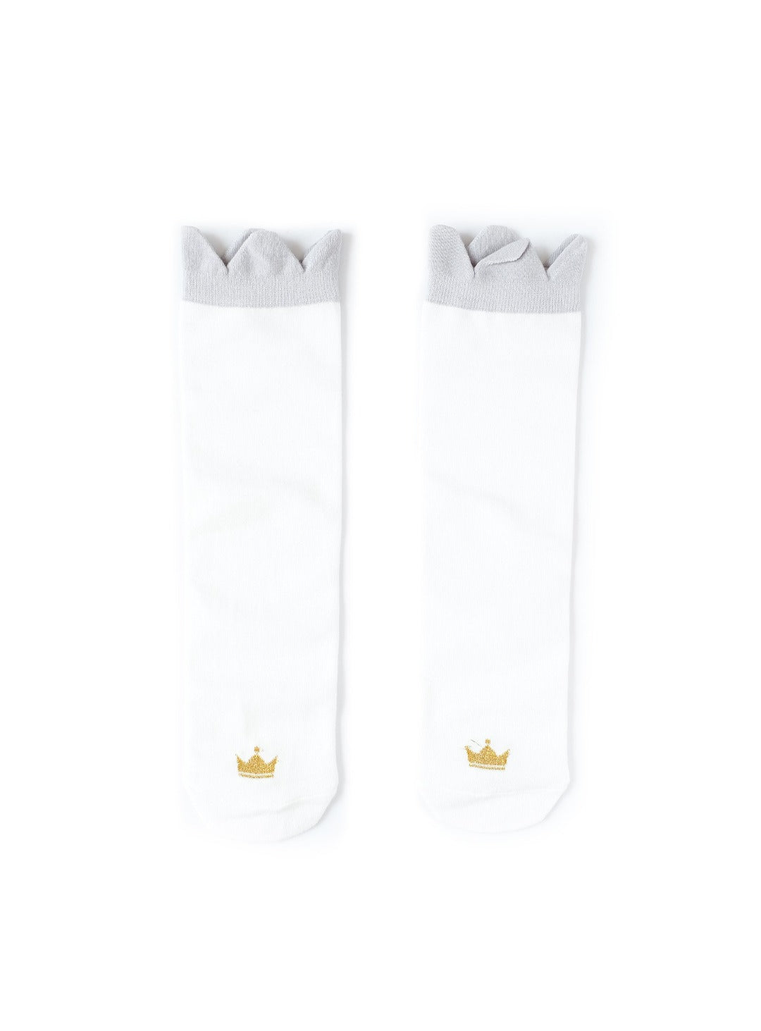 midi length white socks gray crowned edge
