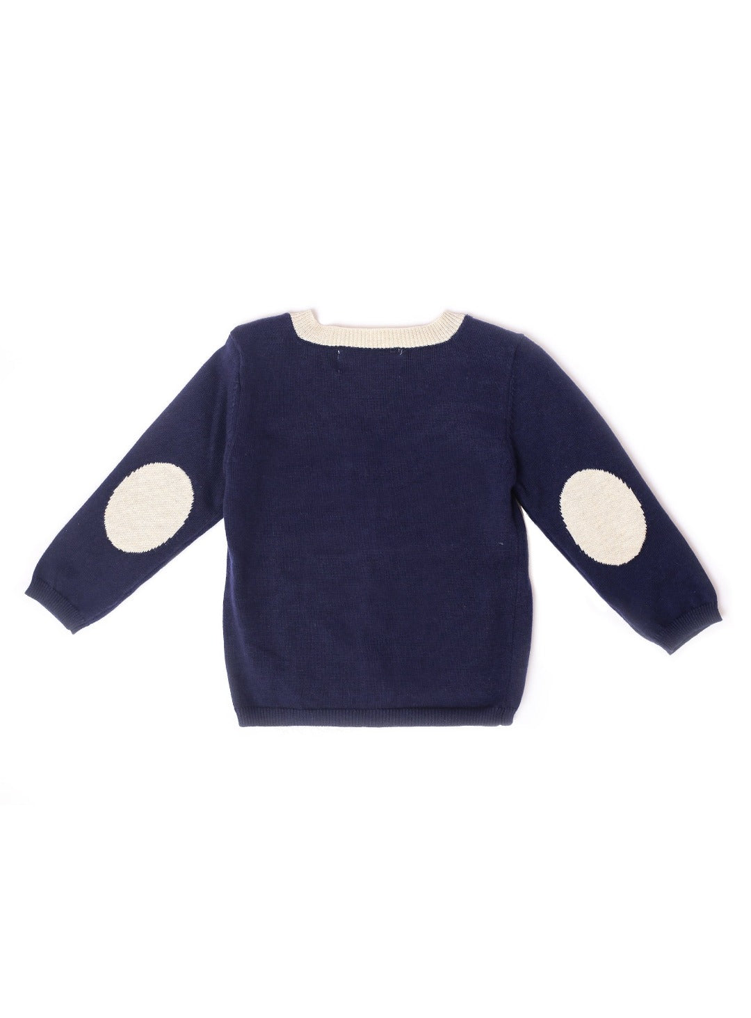 navy blue cardigan with elbow patch accent
