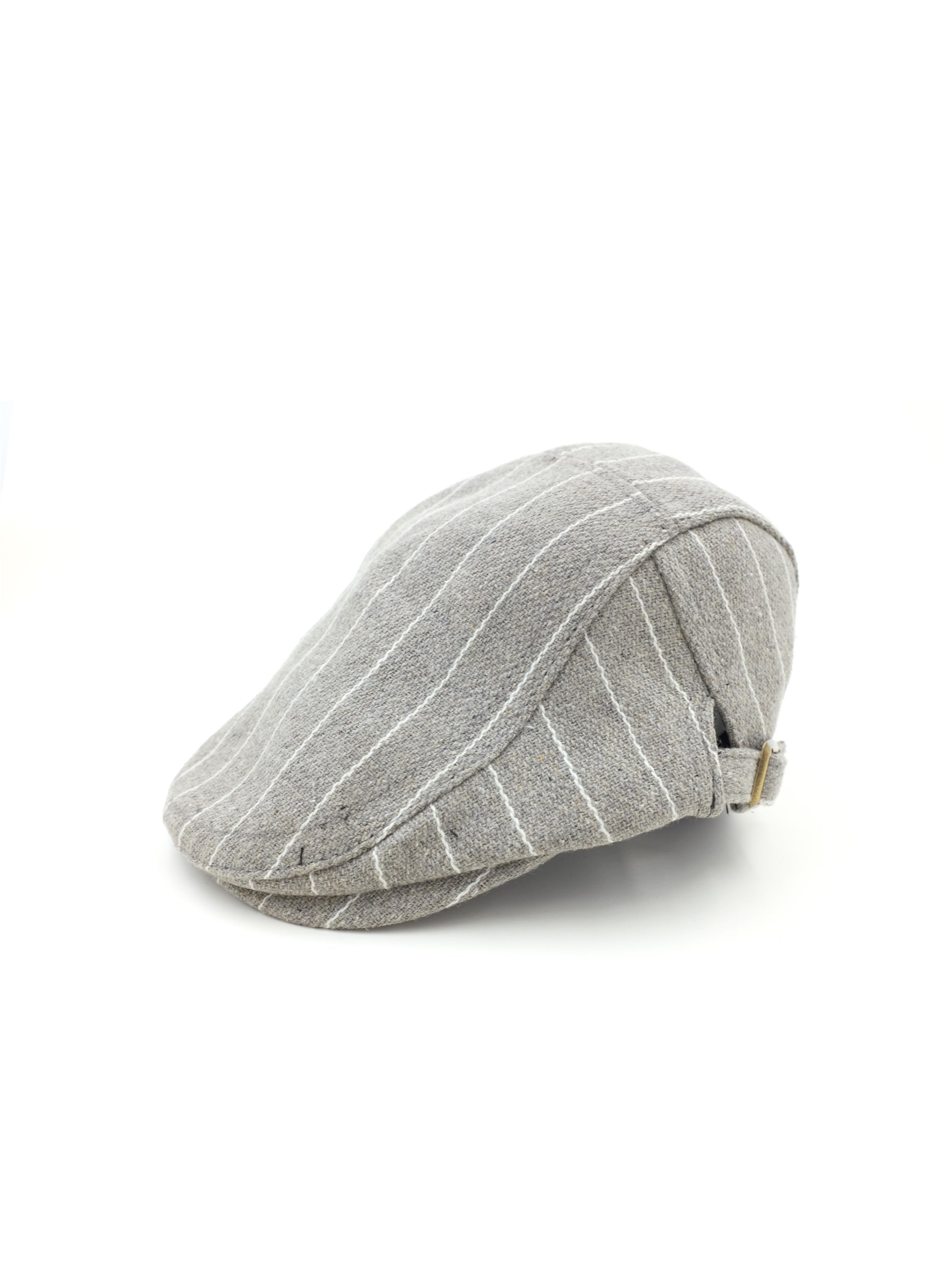 pearl gray flat cap with white lines pattern