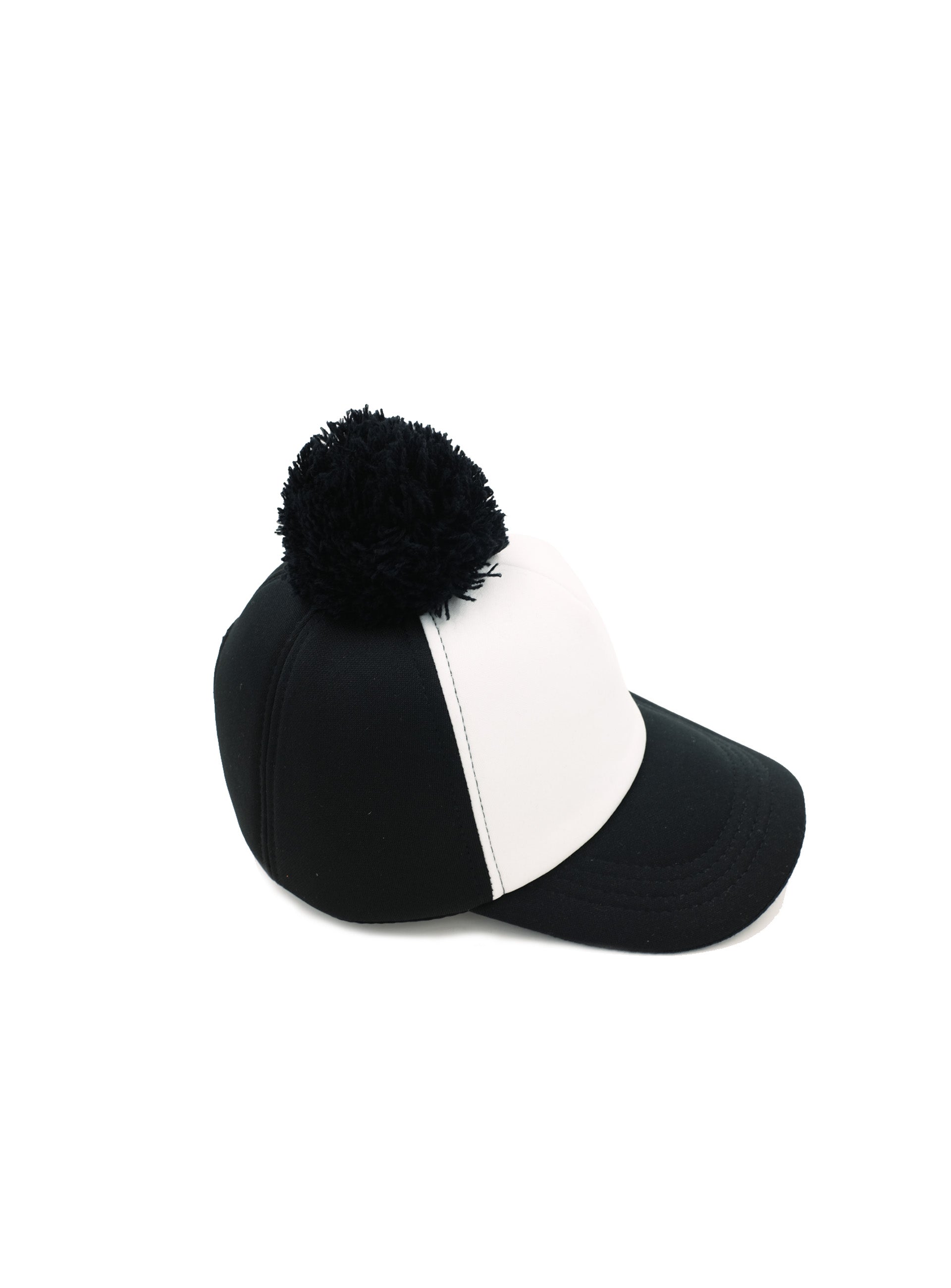 monochrome cap with black pom