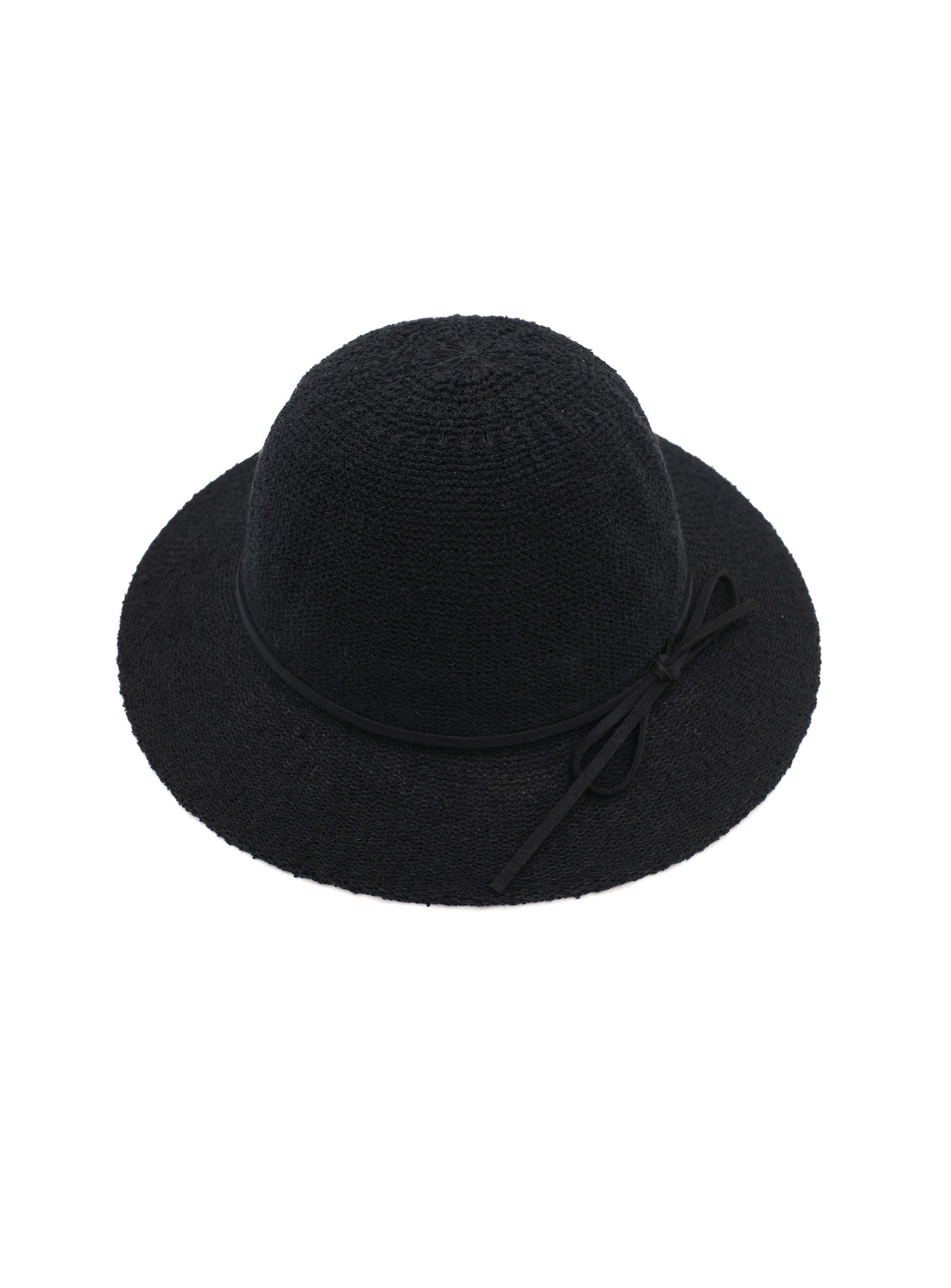 opaque black floppy hat with bow