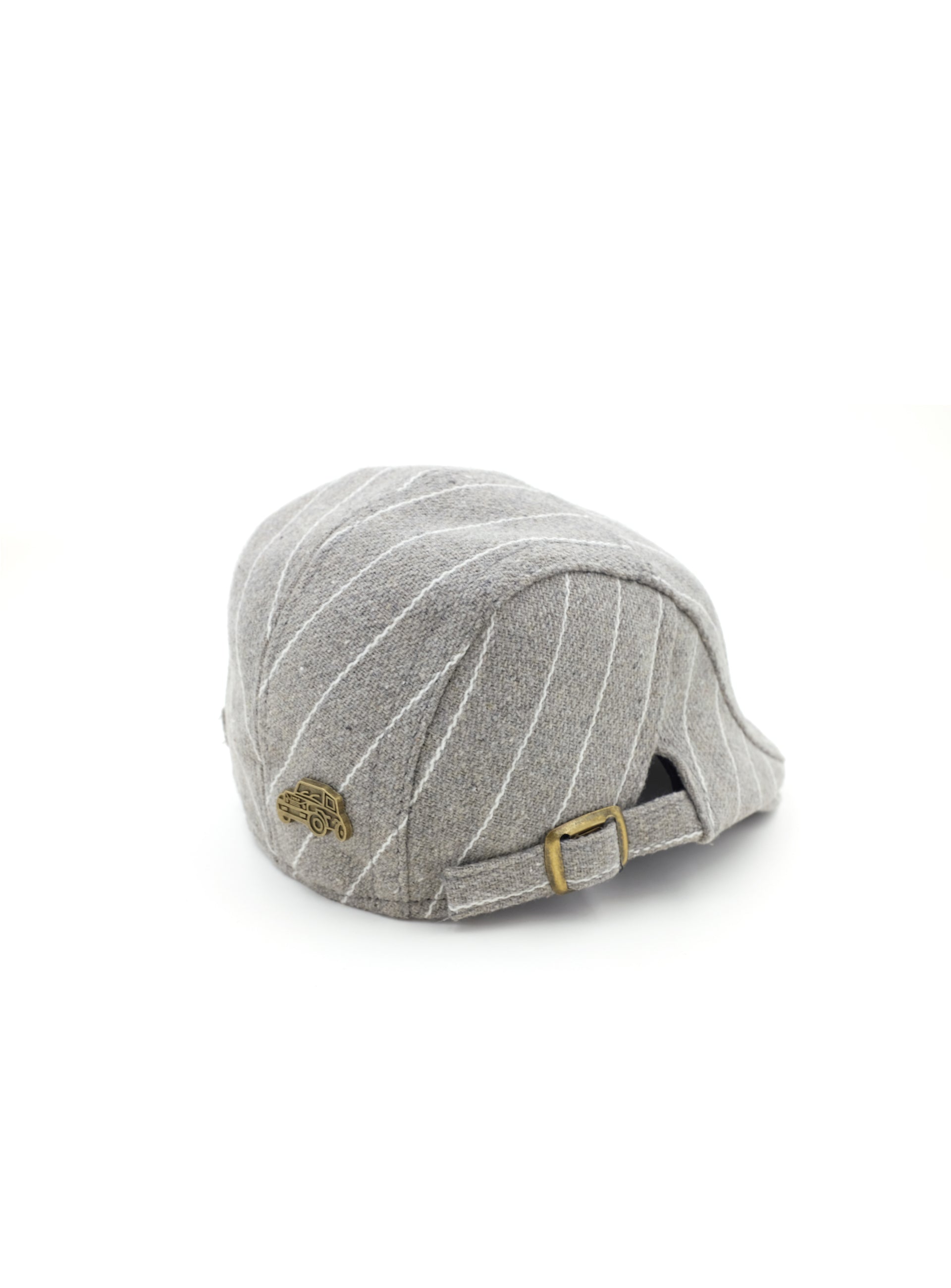 pearl gray flat cap with white lines pattern