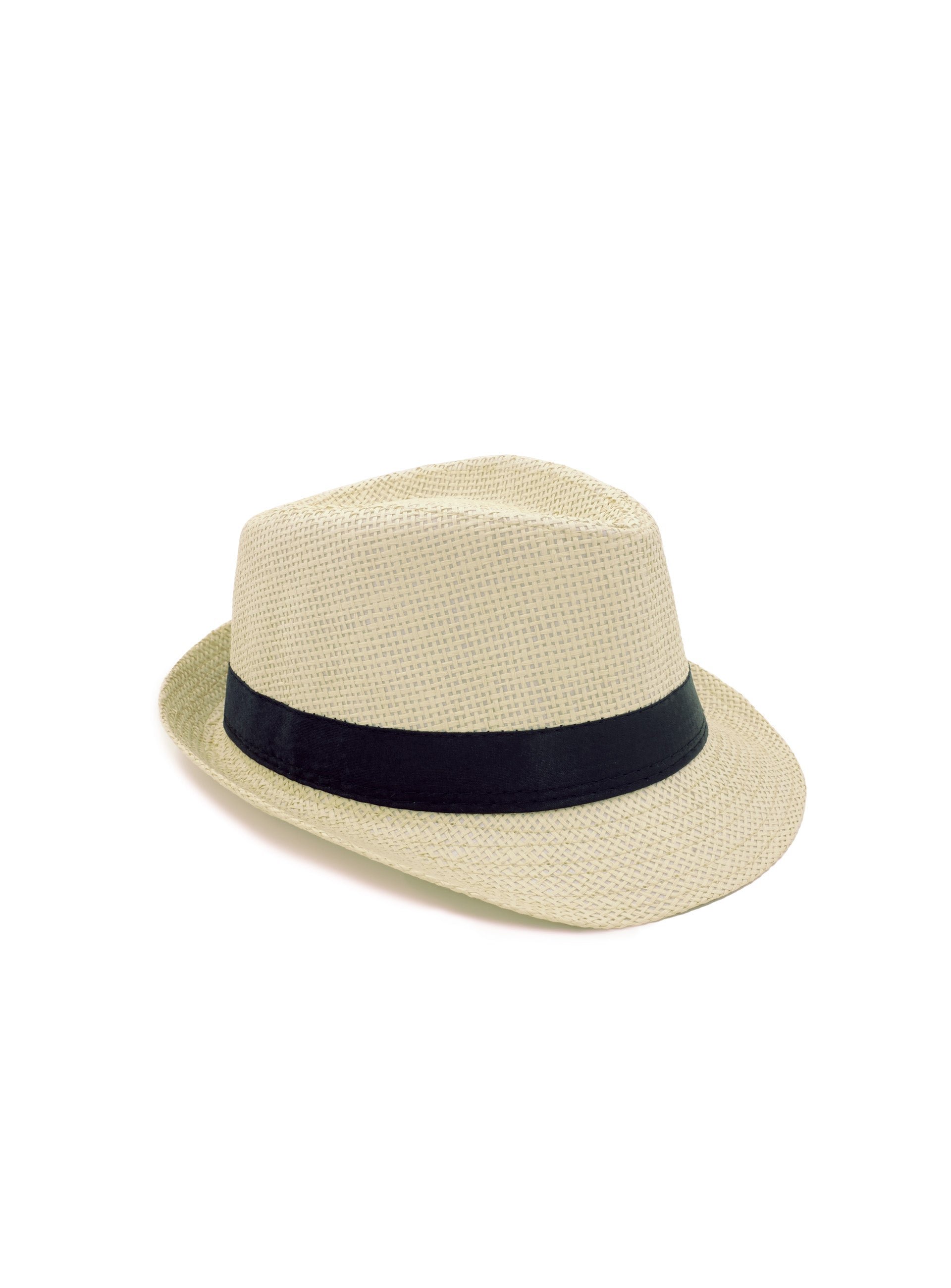 warm tan fedora hat with black band