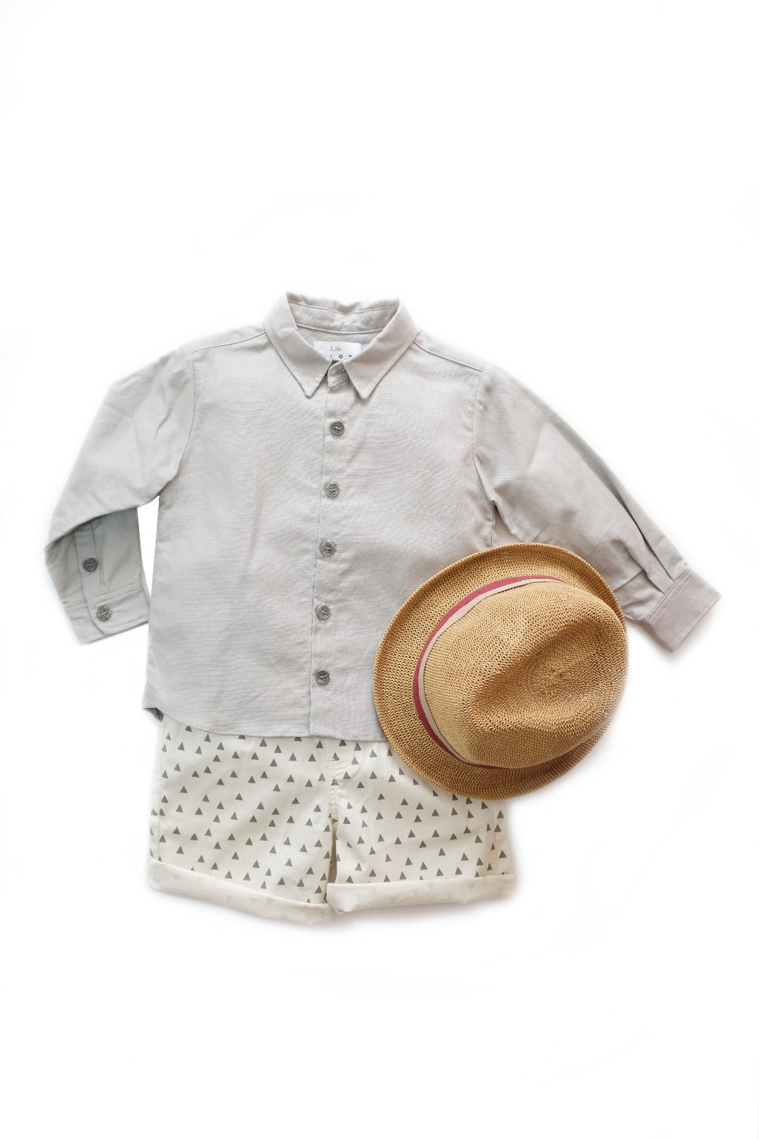 light gray collared long sleeves shirt