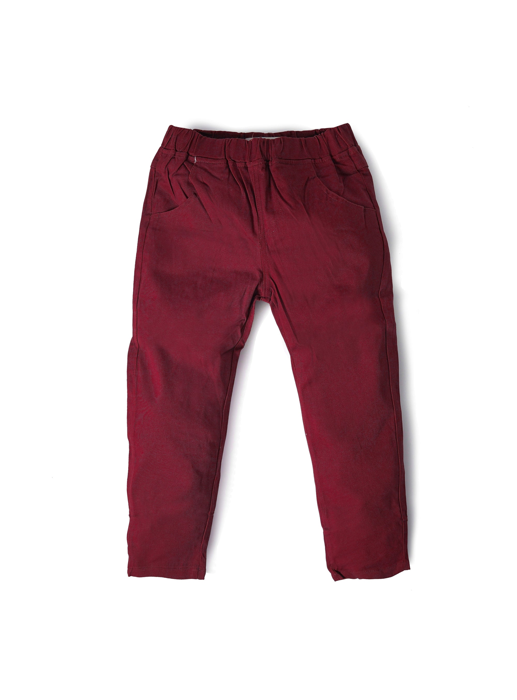 dark cherry chinos with stretchable waist